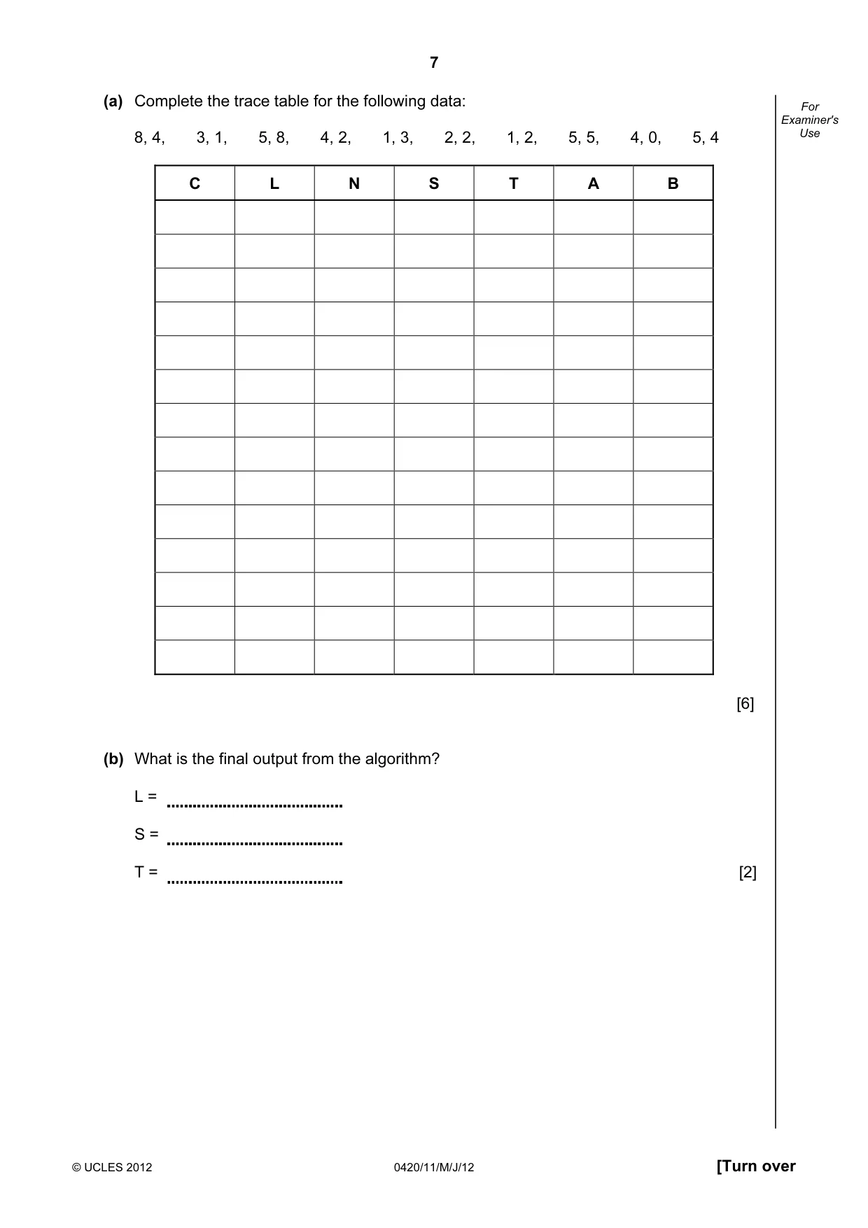 Cambridge IGCSE Computer Studies 0420 2012 May/June Paper 1 · Variant 1 question paper, page 7 of 24