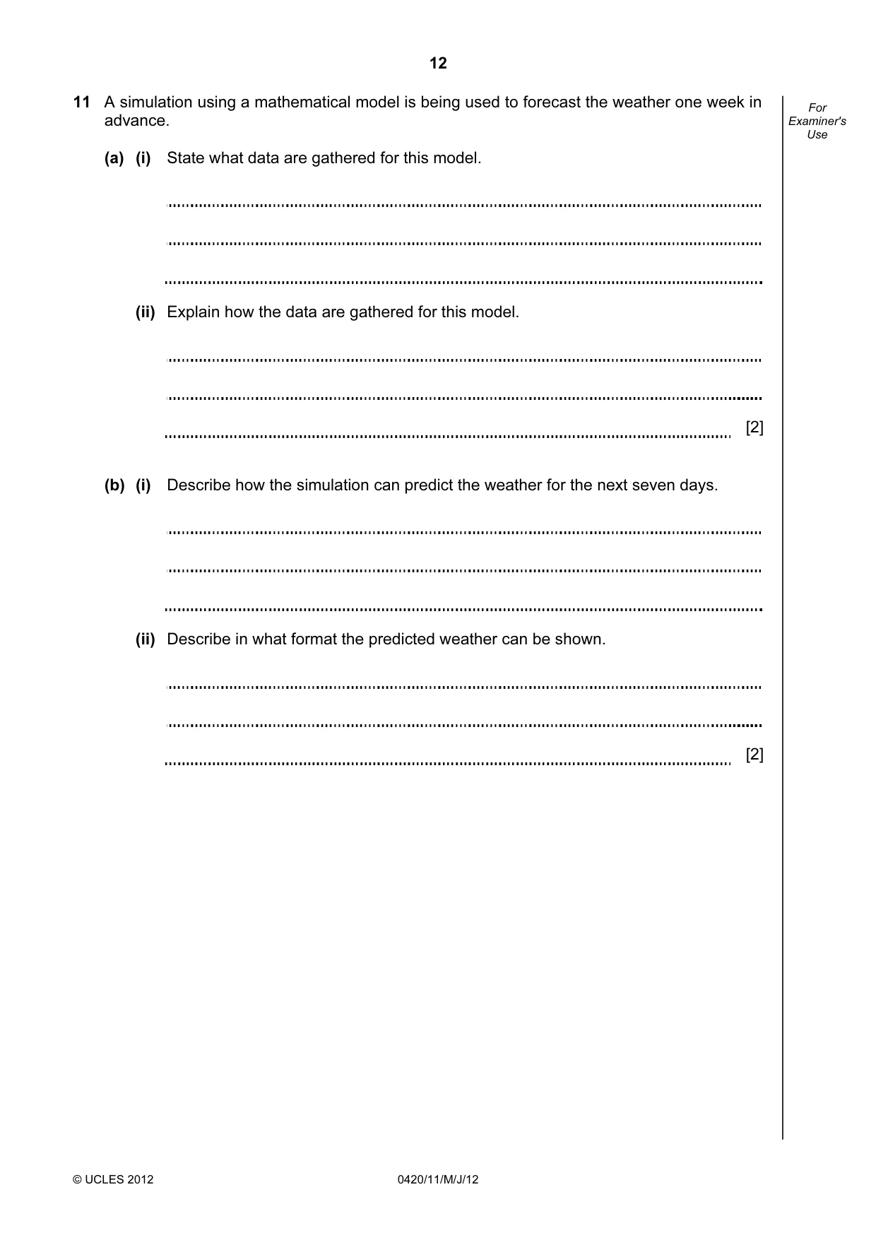 Cambridge IGCSE Computer Studies 0420 2012 May/June Paper 1 · Variant 1 question paper, page 12 of 24