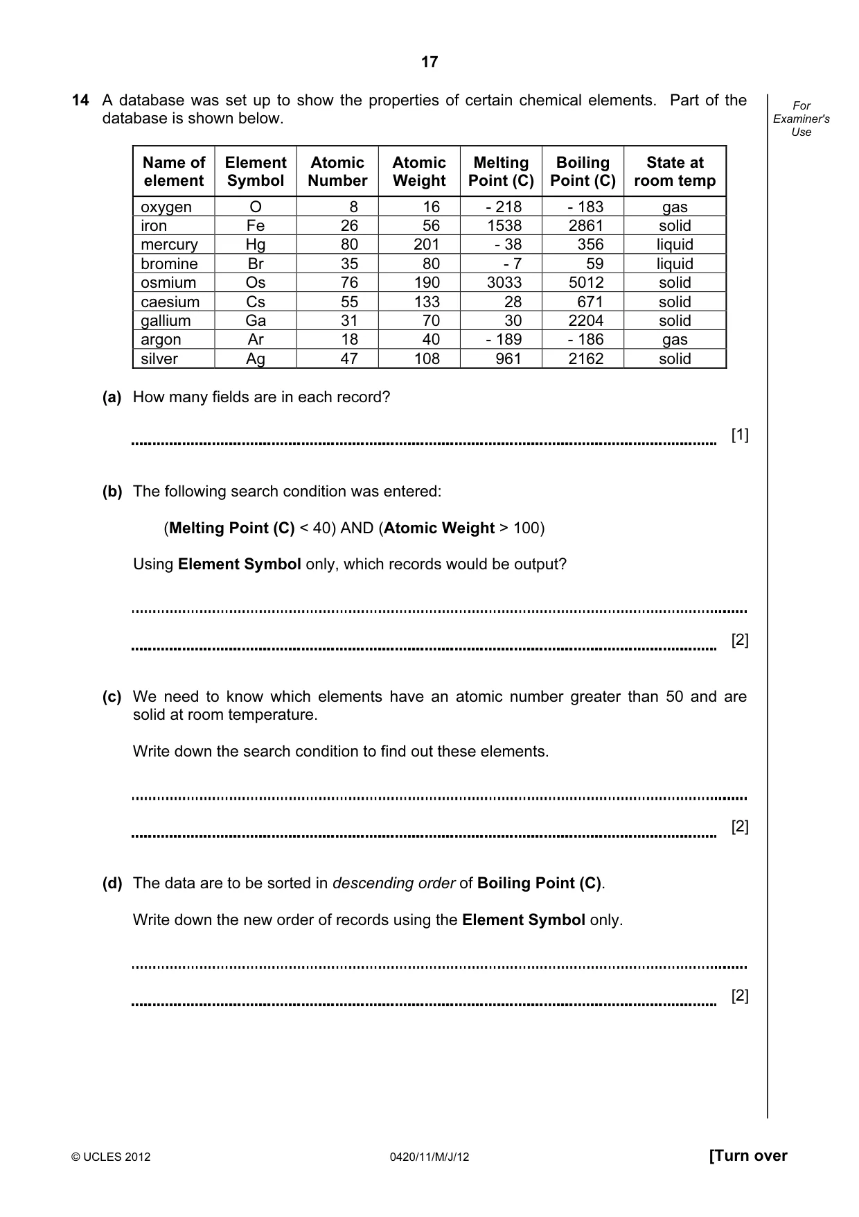 Cambridge IGCSE Computer Studies 0420 2012 May/June Paper 1 · Variant 1 question paper, page 17 of 24
