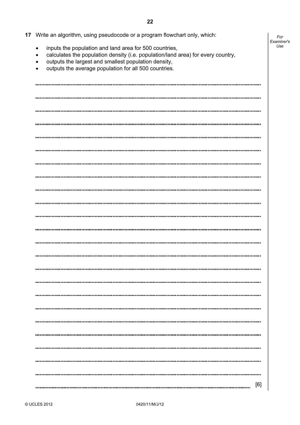 Cambridge IGCSE Computer Studies 0420 2012 May/June Paper 1 · Variant 1 question paper, page 22 of 24