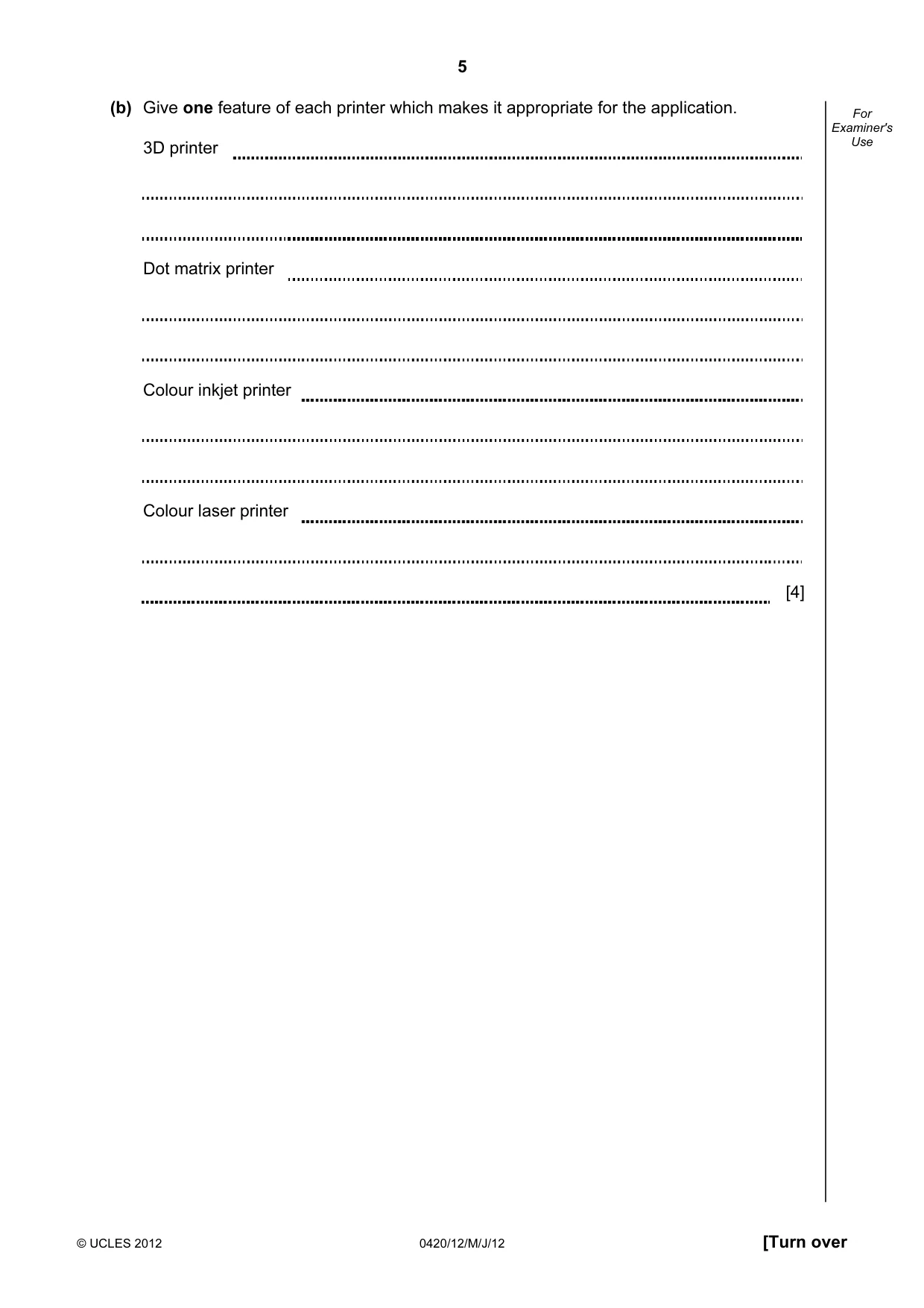 Cambridge IGCSE Computer Studies 0420 2012 May/June Paper 1 · Variant 2 question paper, page 5 of 20