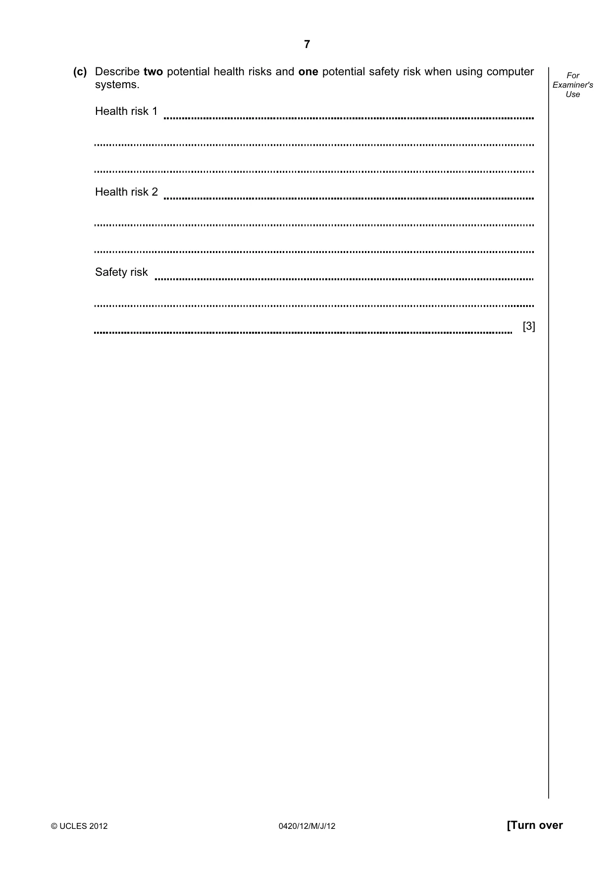 Cambridge IGCSE Computer Studies 0420 2012 May/June Paper 1 · Variant 2 question paper, page 7 of 20