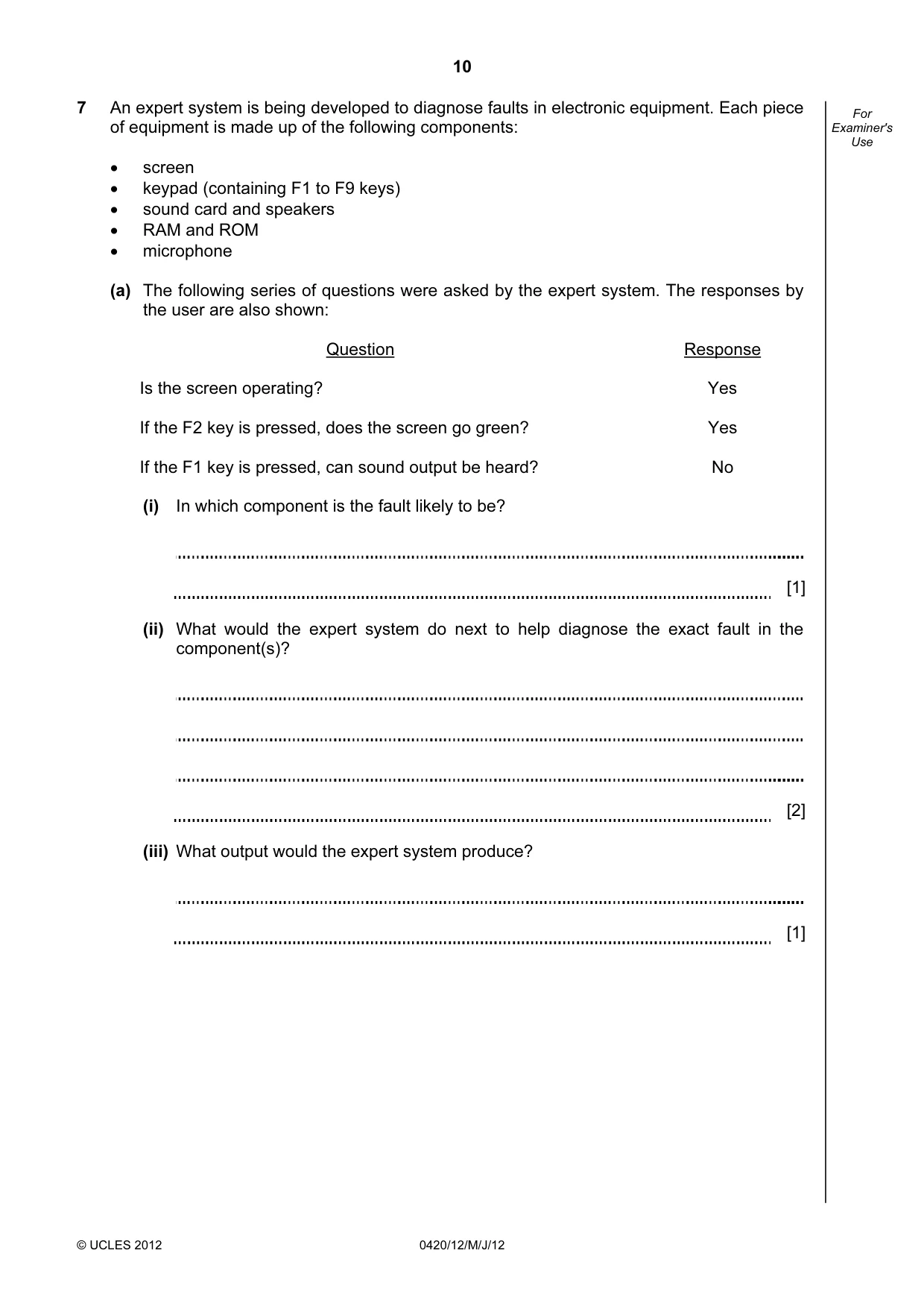 Cambridge IGCSE Computer Studies 0420 2012 May/June Paper 1 · Variant 2 question paper, page 10 of 20