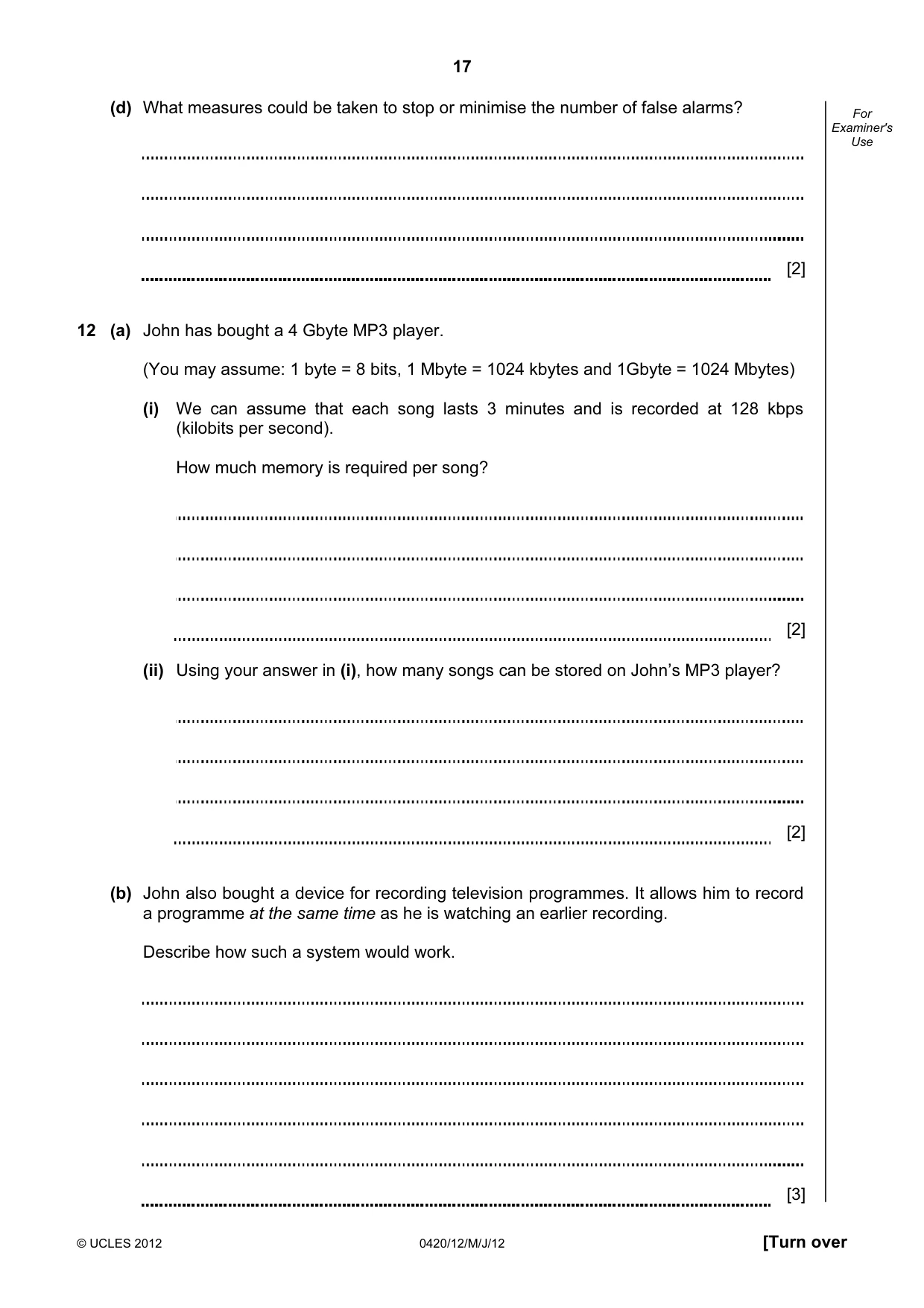 Cambridge IGCSE Computer Studies 0420 2012 May/June Paper 1 · Variant 2 question paper, page 17 of 20