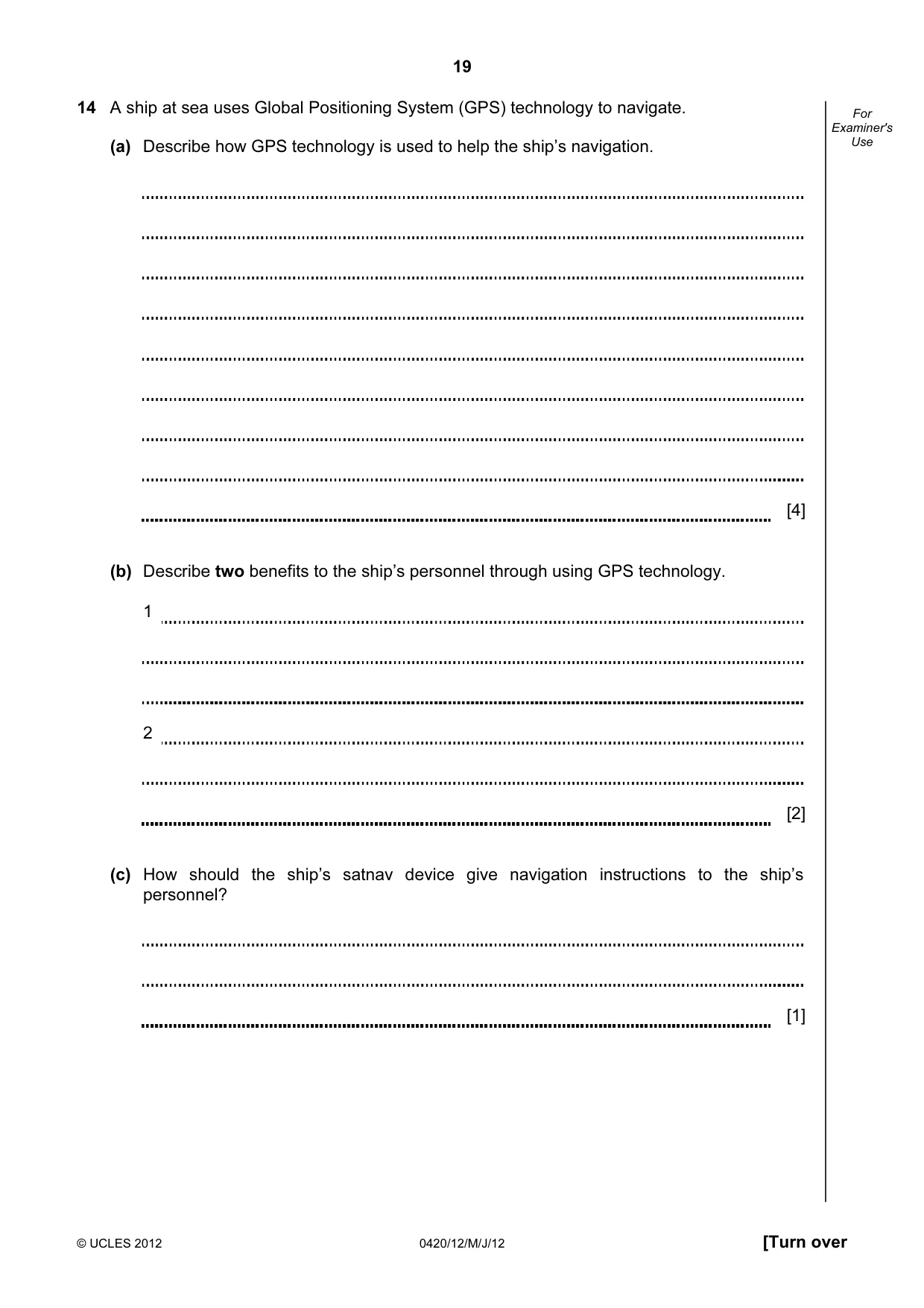 Cambridge IGCSE Computer Studies 0420 2012 May/June Paper 1 · Variant 2 question paper, page 19 of 20