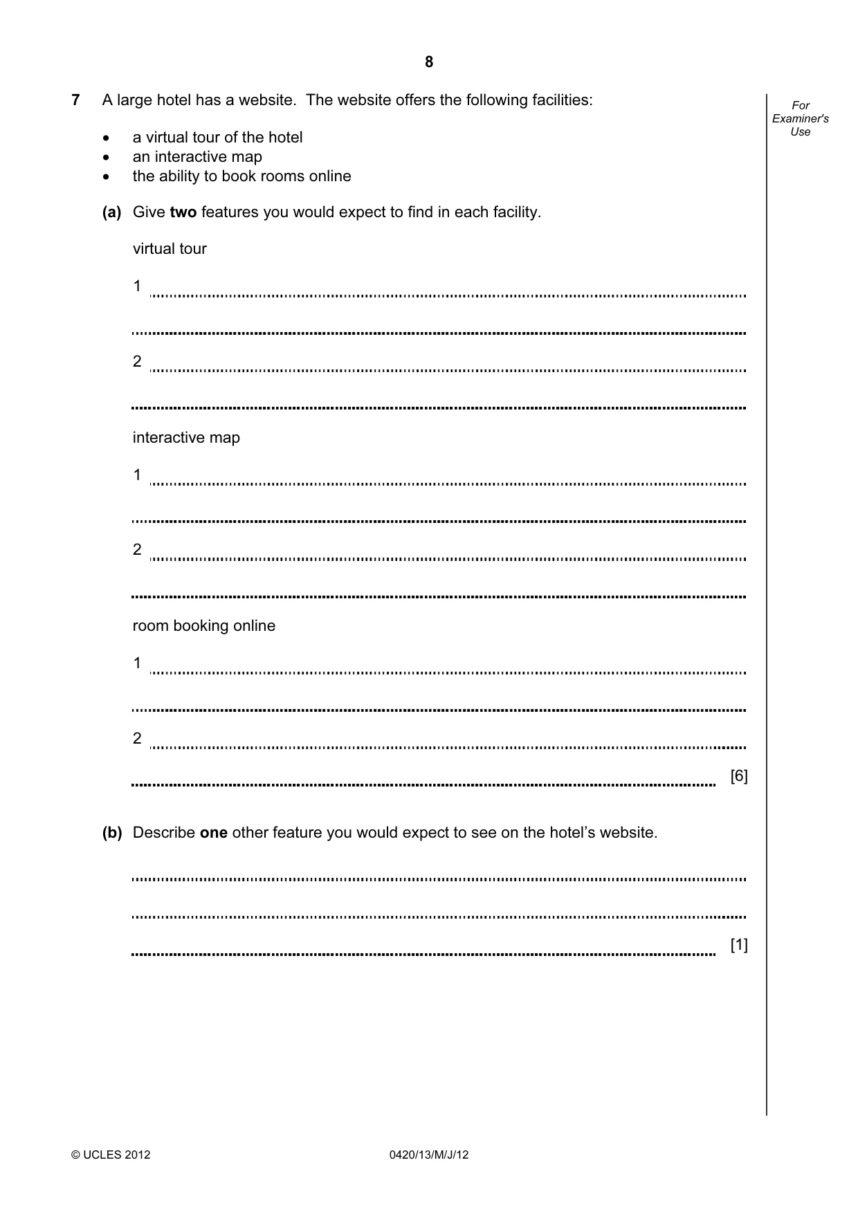 Cambridge IGCSE Computer Studies 0420 2012 May/June Paper 1 · Variant 3 question paper, page 8 of 24
