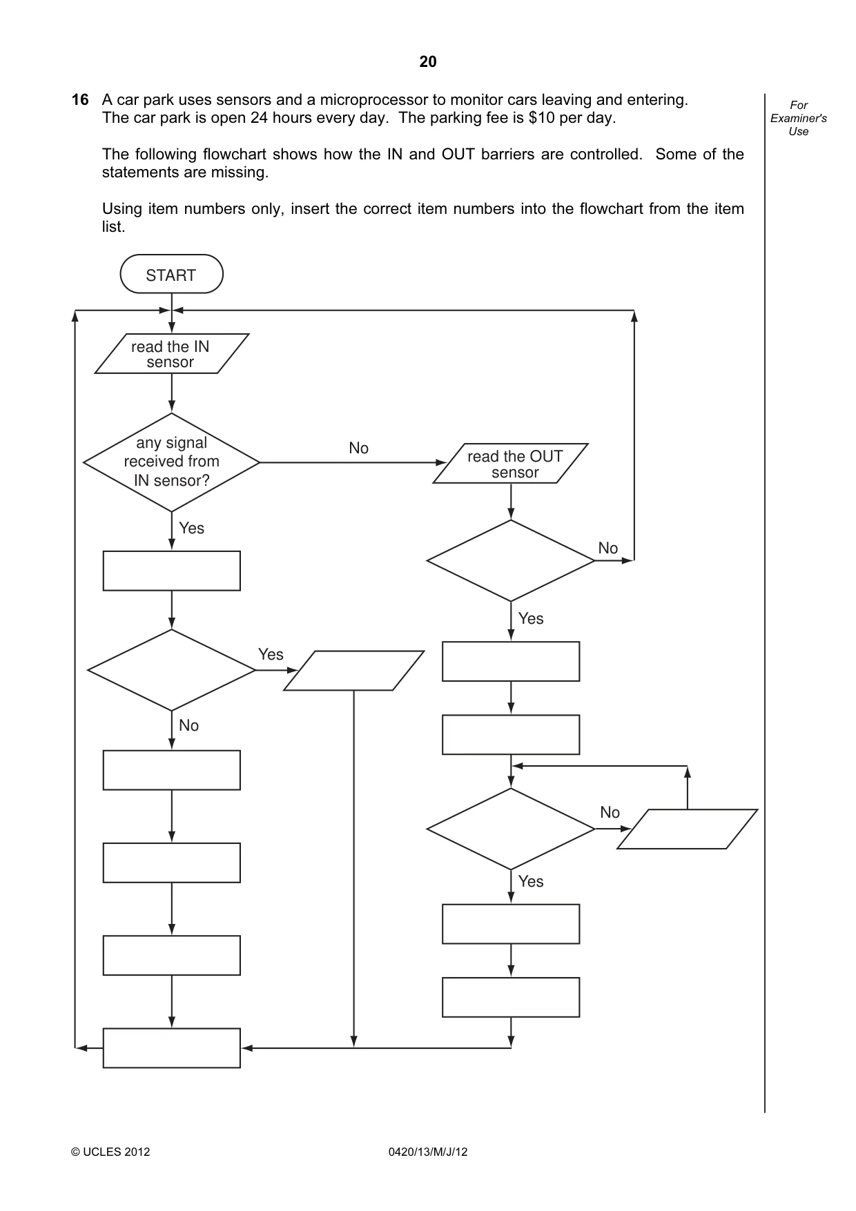 Cambridge IGCSE Computer Studies 0420 2012 May/June Paper 1 · Variant 3 question paper, page 20 of 24