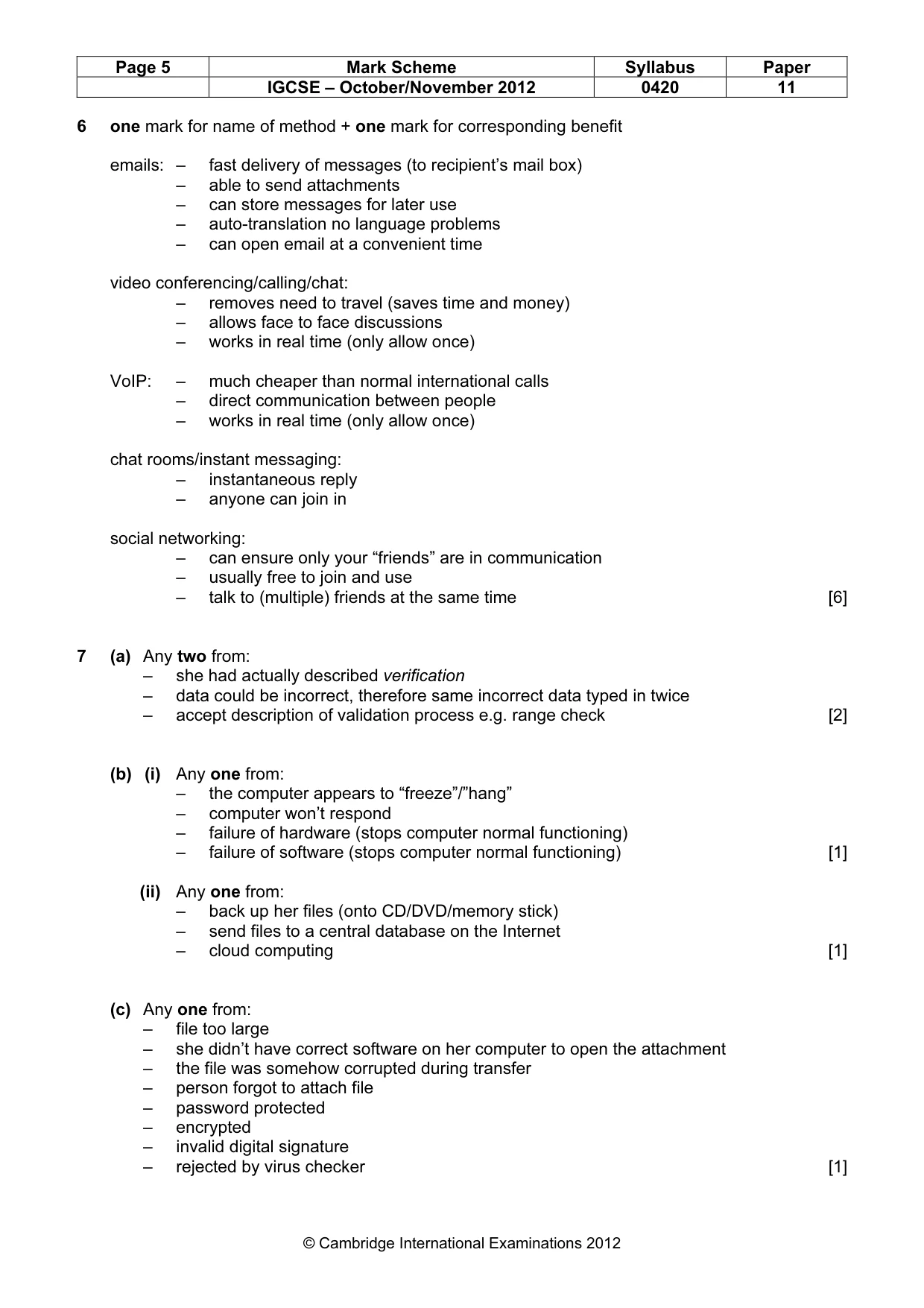 Mark scheme, page 5 of 12