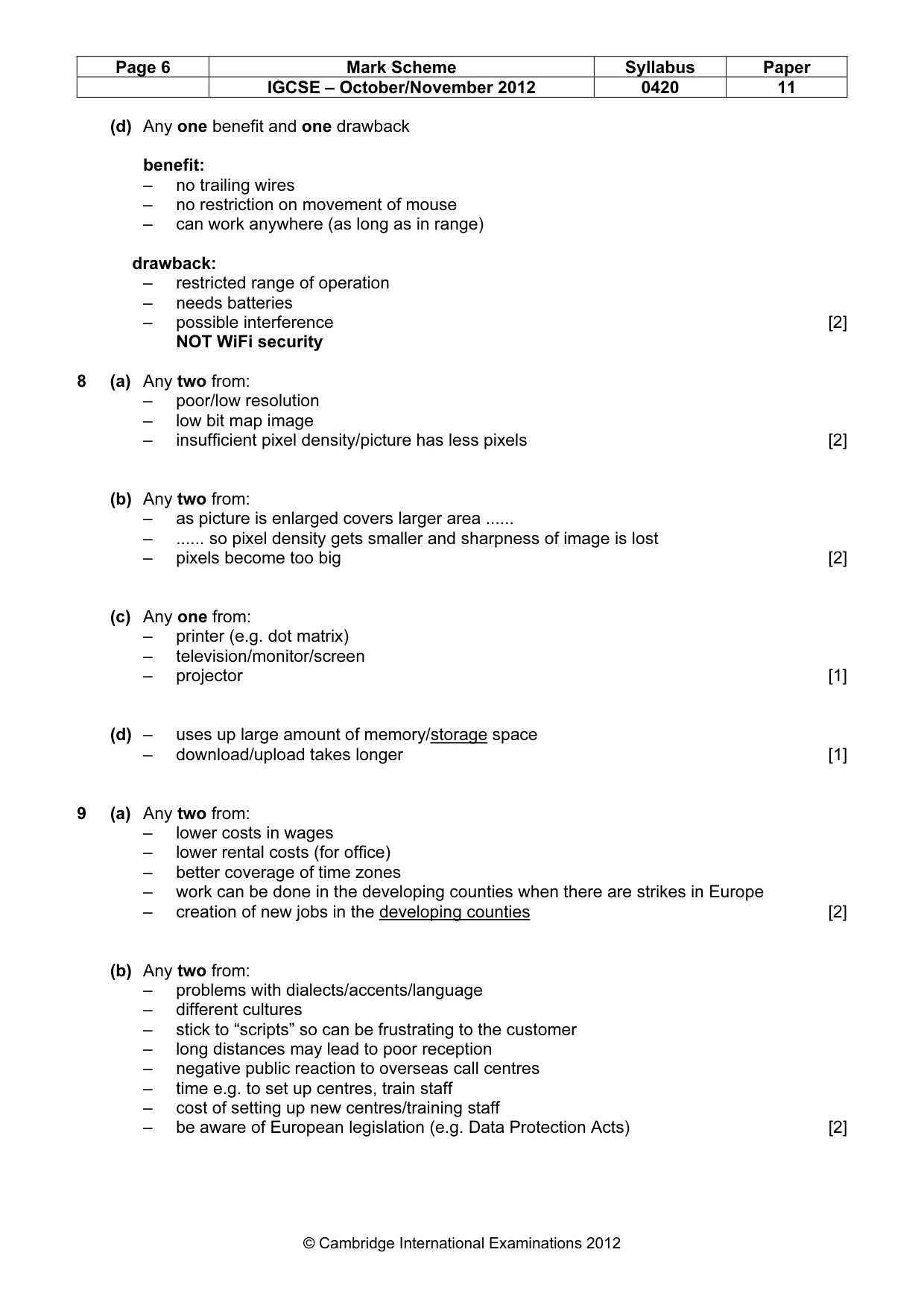 Mark scheme, page 6 of 12