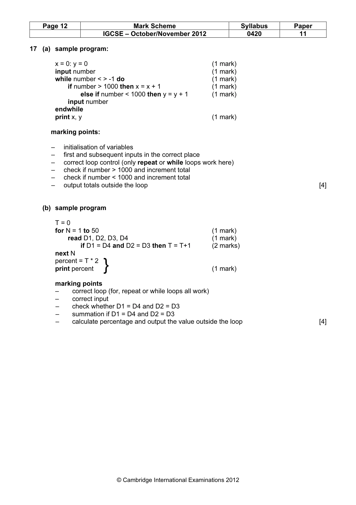 Mark scheme, page 12 of 12