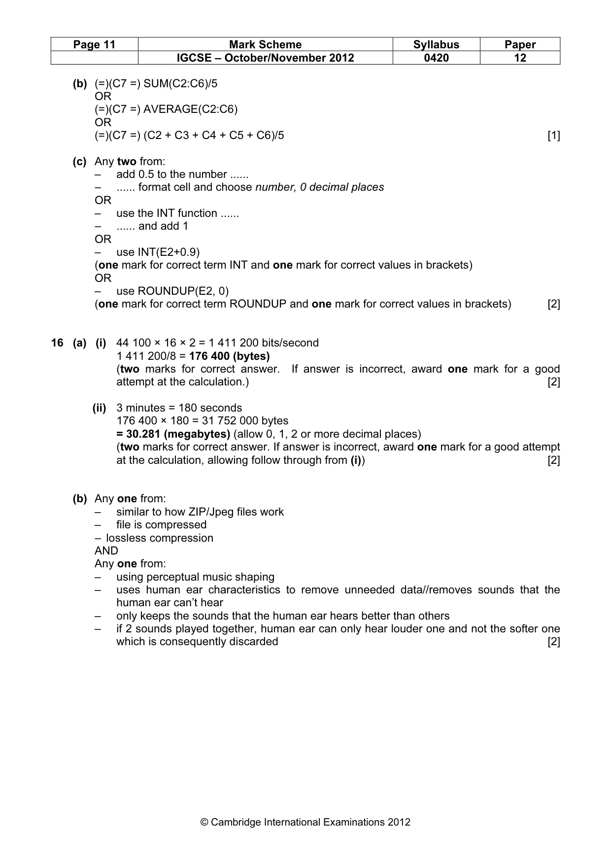 Mark scheme, page 11 of 12