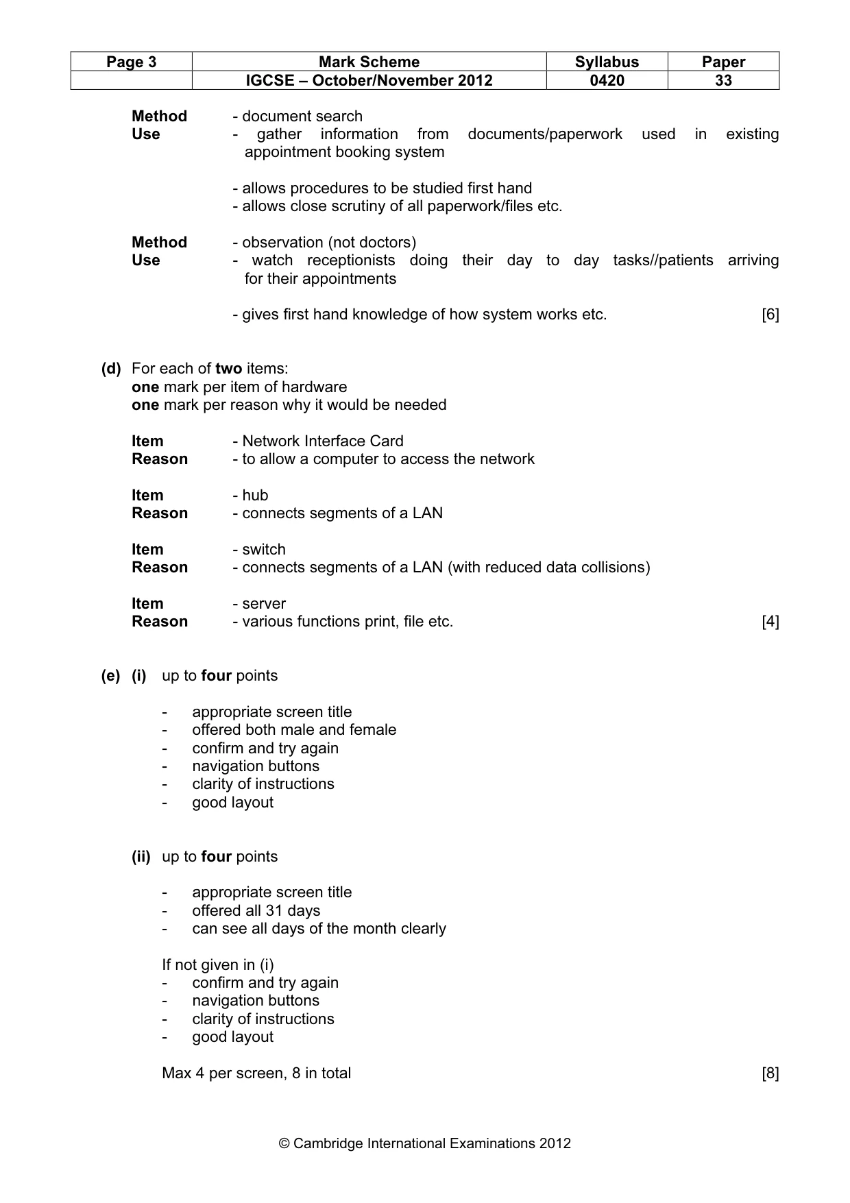 Mark scheme, page 3 of 6