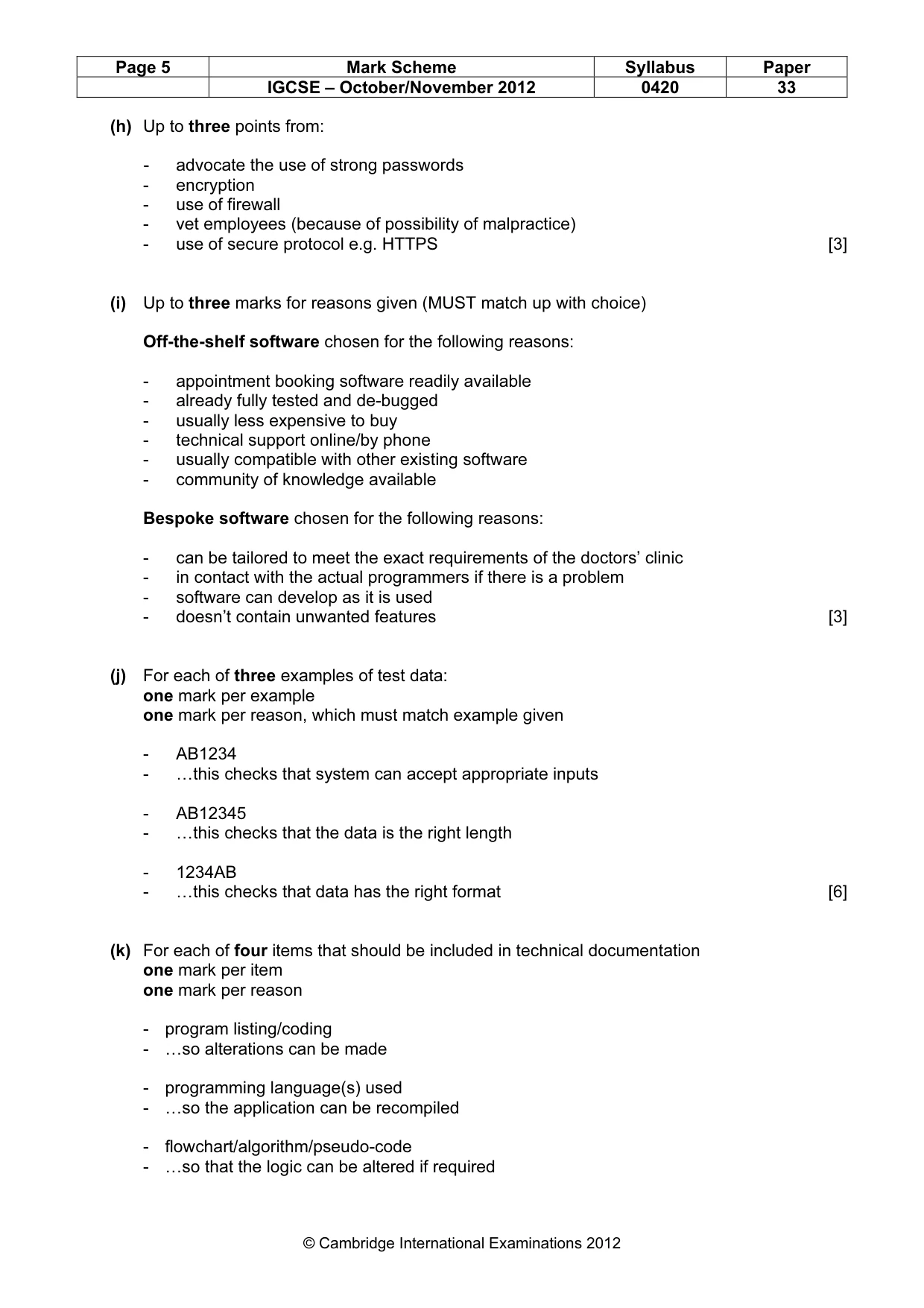 Mark scheme, page 5 of 6