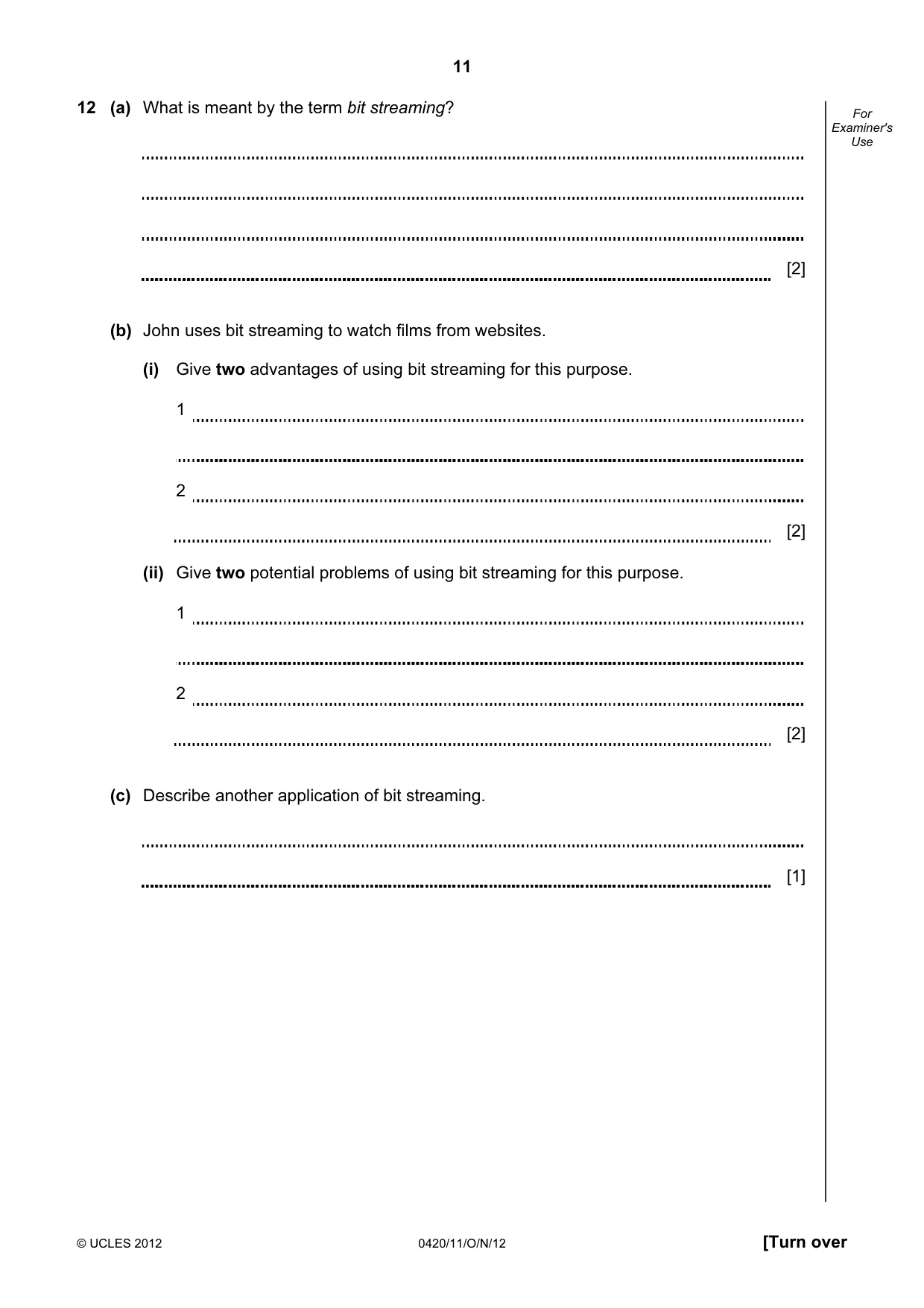 Cambridge IGCSE Computer Studies 0420 2012 Oct/Nov Paper 1 · Variant 1 question paper, page 11 of 20