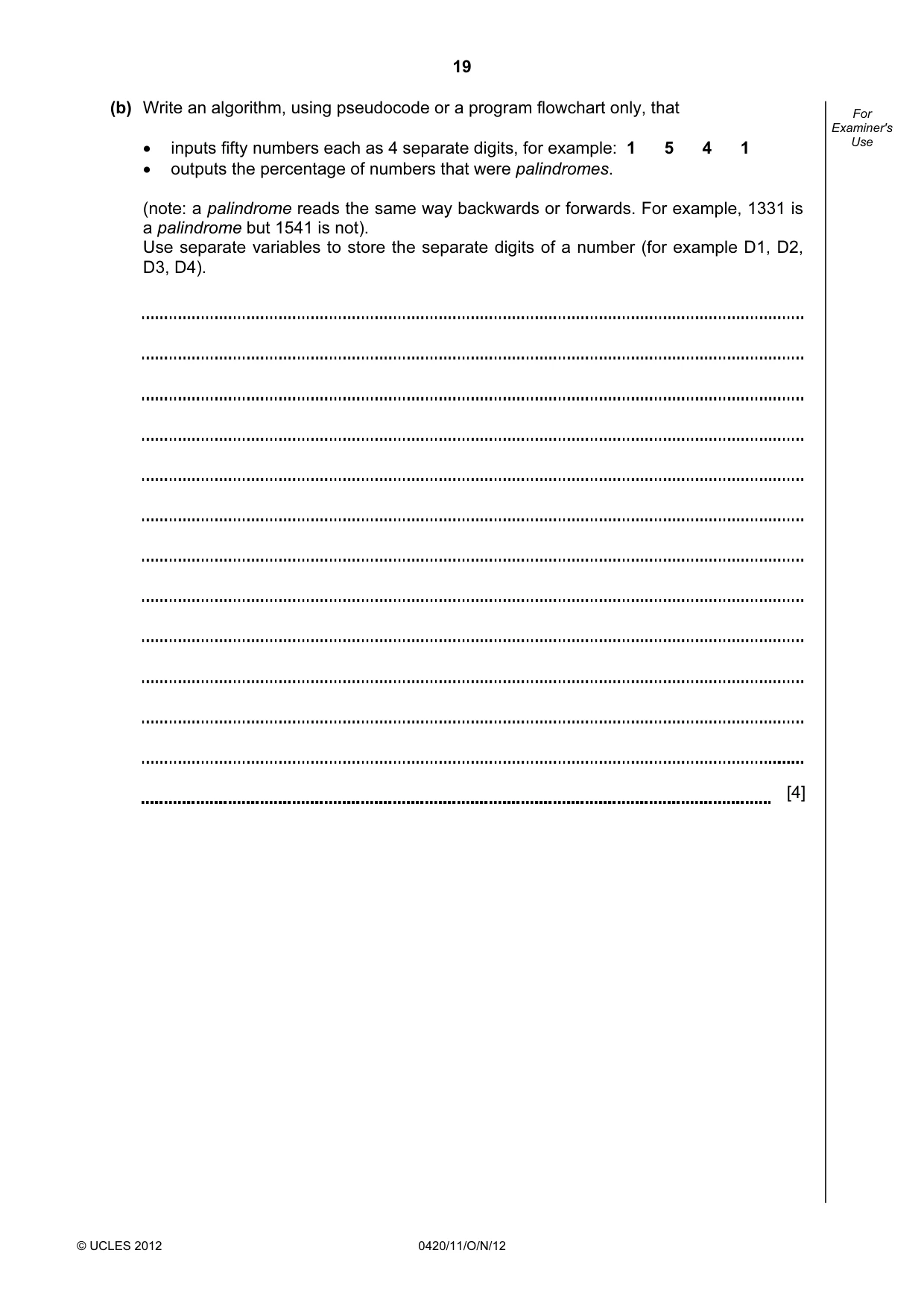 Cambridge IGCSE Computer Studies 0420 2012 Oct/Nov Paper 1 · Variant 1 question paper, page 19 of 20