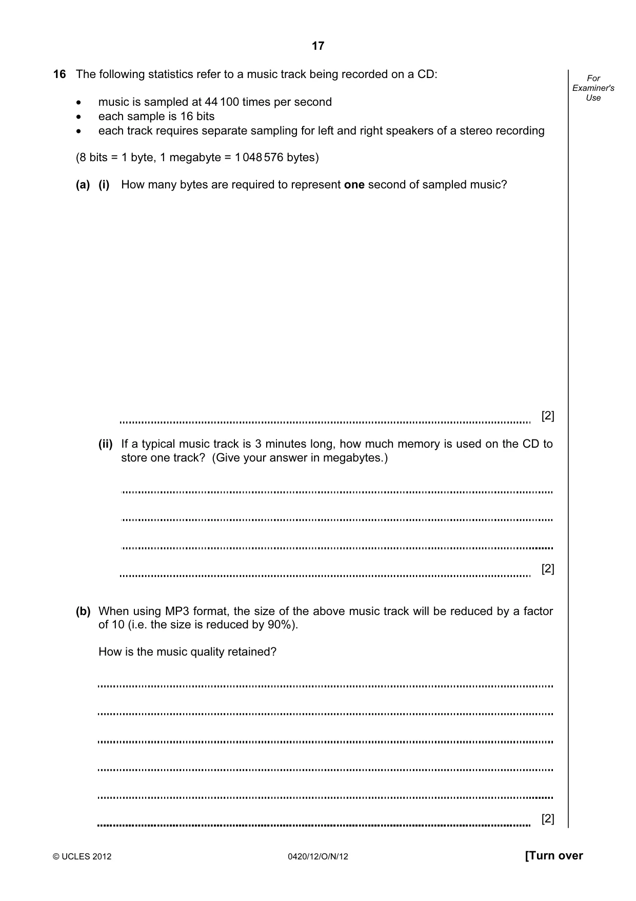 Cambridge IGCSE Computer Studies 0420 2012 Oct/Nov Paper 1 · Variant 2 question paper, page 17 of 20