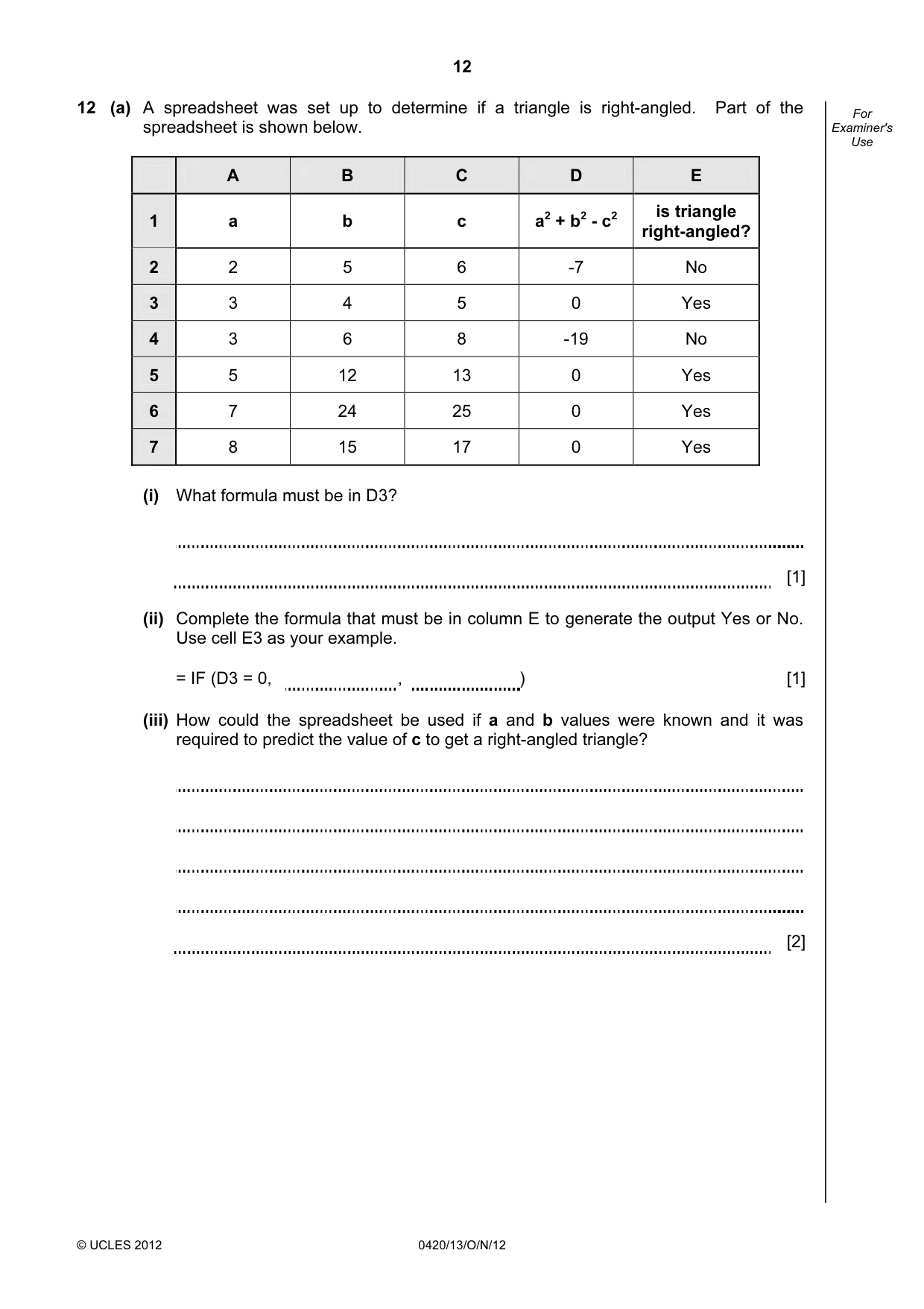 Cambridge IGCSE Computer Studies 0420 2012 Oct/Nov Paper 1 · Variant 3 question paper, page 12 of 20
