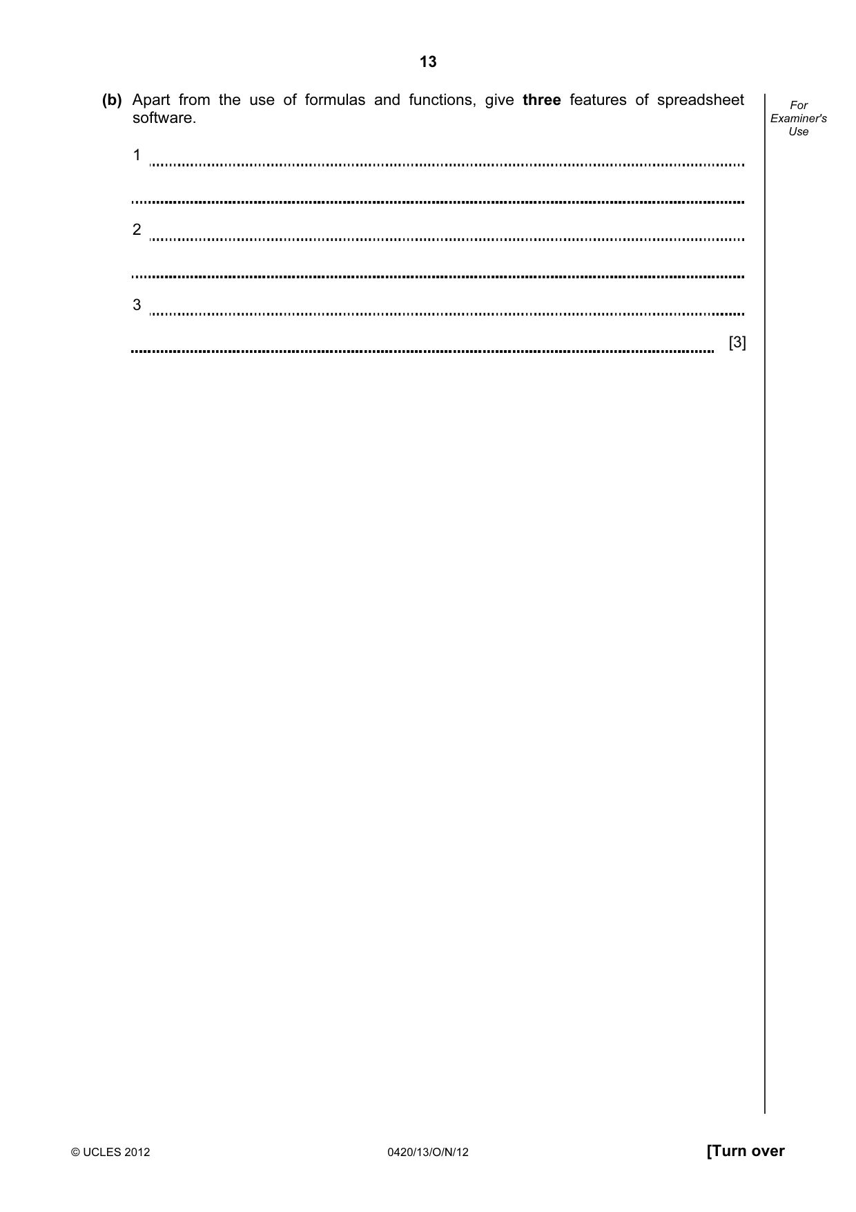 Cambridge IGCSE Computer Studies 0420 2012 Oct/Nov Paper 1 · Variant 3 question paper, page 13 of 20