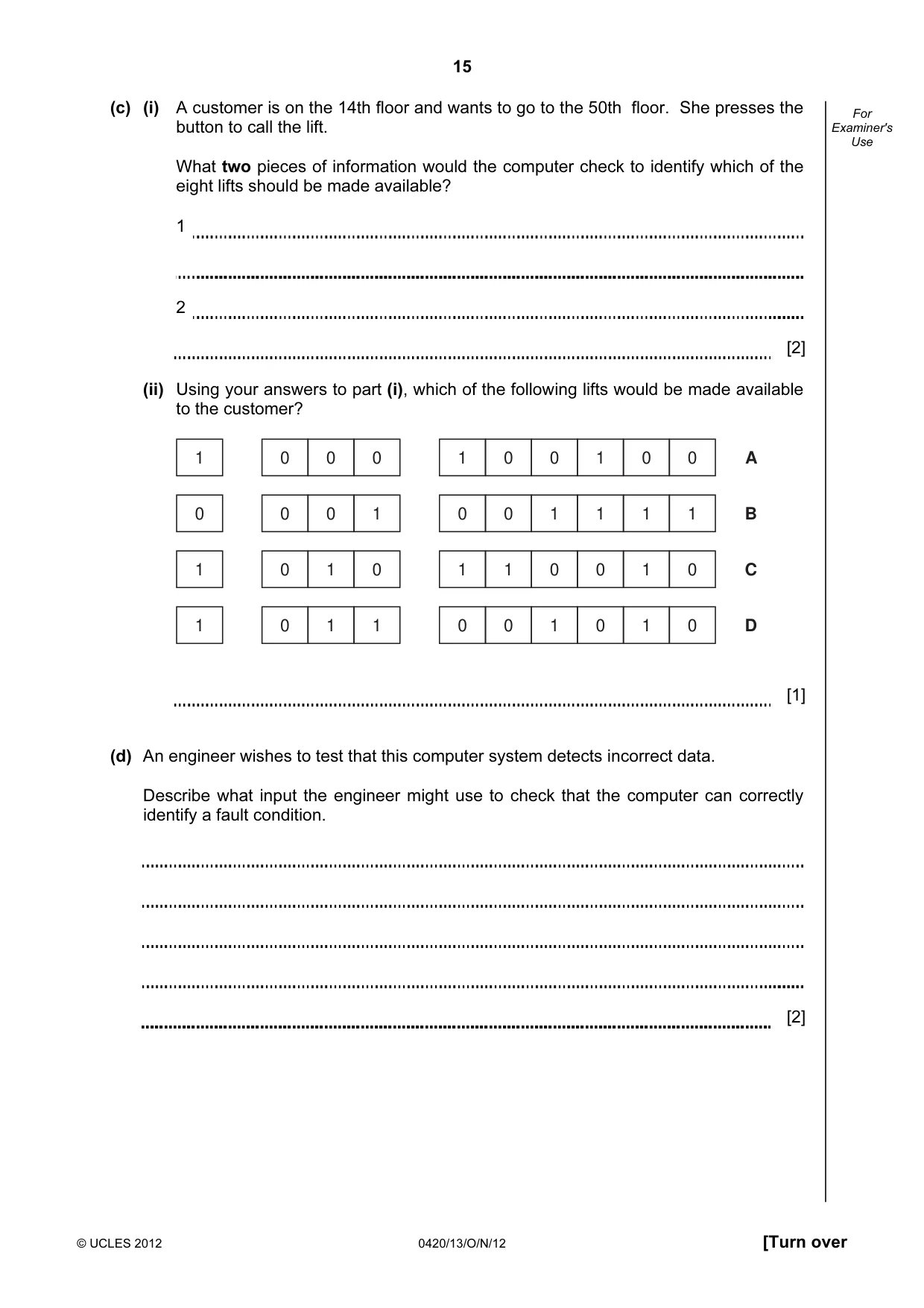 Cambridge IGCSE Computer Studies 0420 2012 Oct/Nov Paper 1 · Variant 3 question paper, page 15 of 20