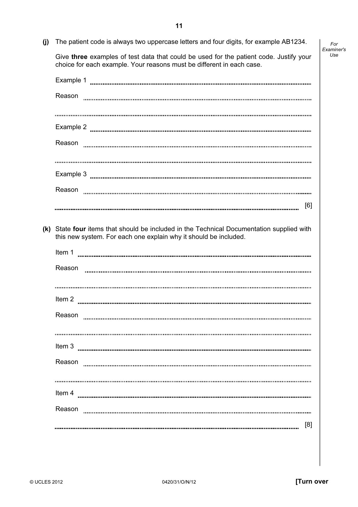 Cambridge IGCSE Computer Studies 0420 2012 Oct/Nov Paper 3 · Variant 1 question paper, page 11 of 12