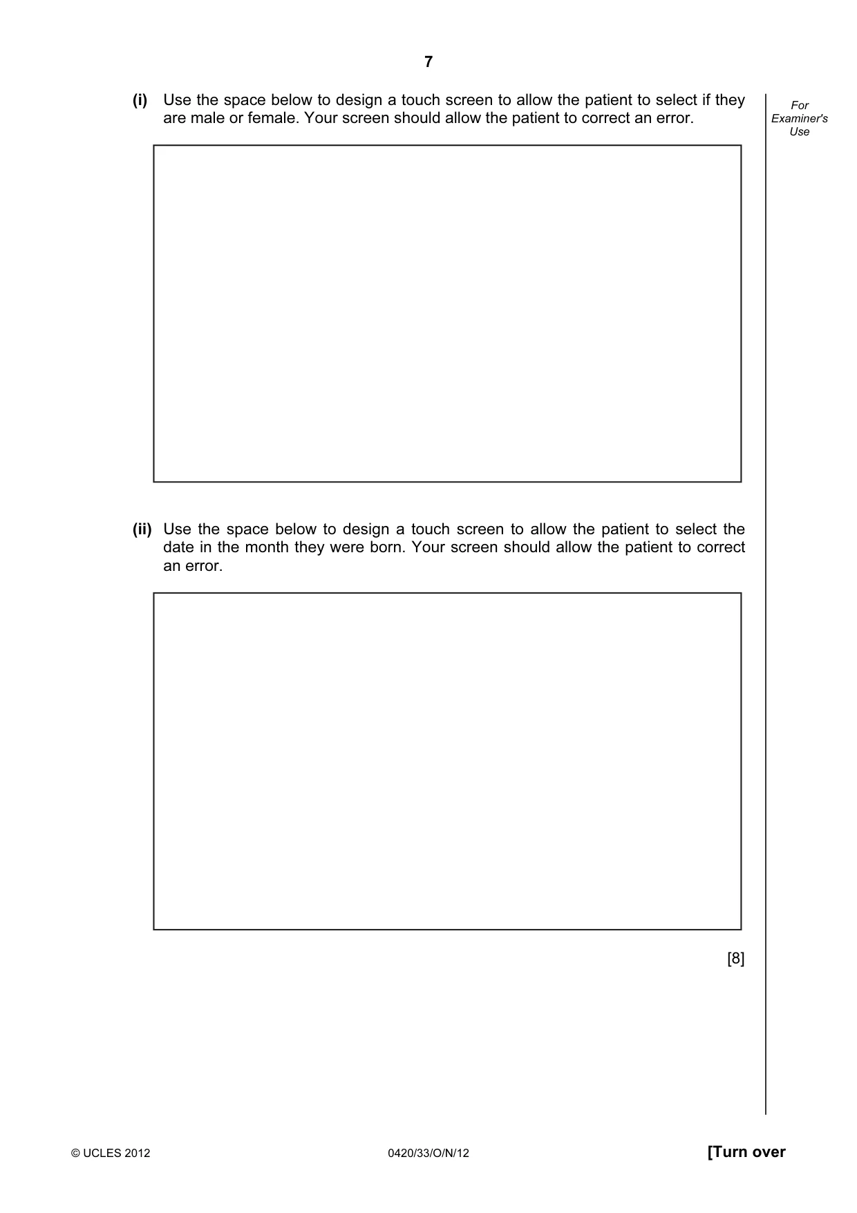 Cambridge IGCSE Computer Studies 0420 2012 Oct/Nov Paper 3 · Variant 3 question paper, page 7 of 12