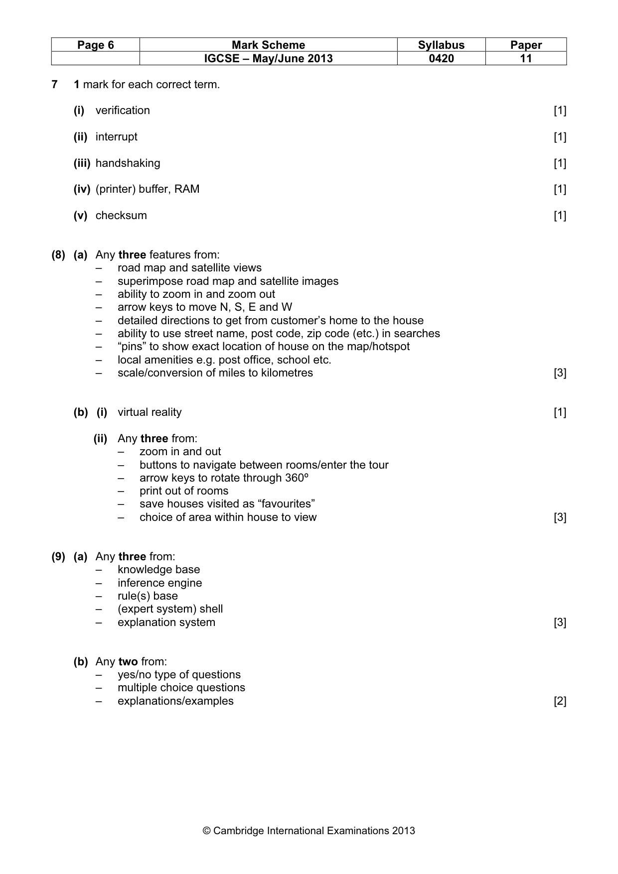 Mark scheme, page 6 of 12