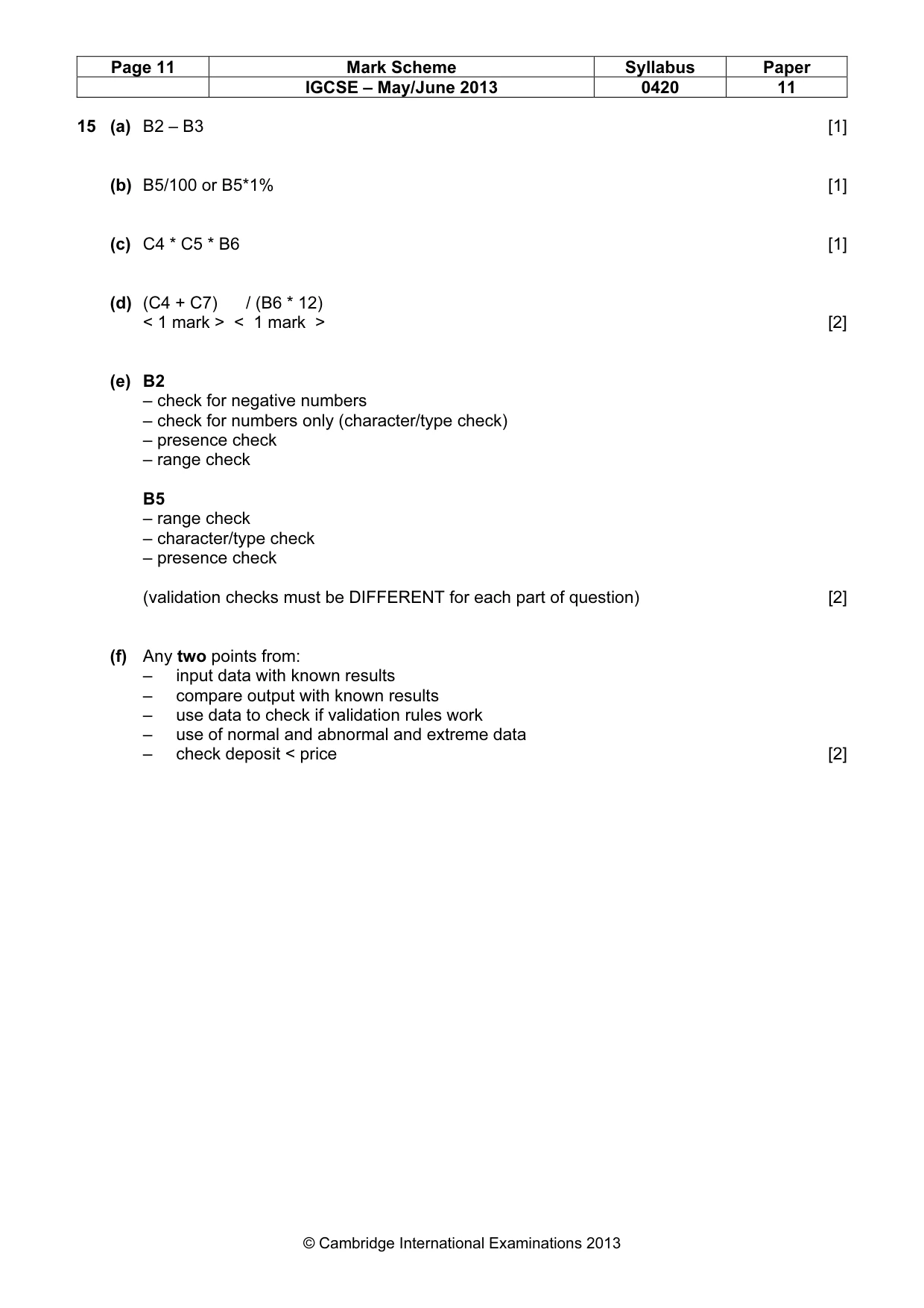 Mark scheme, page 11 of 12