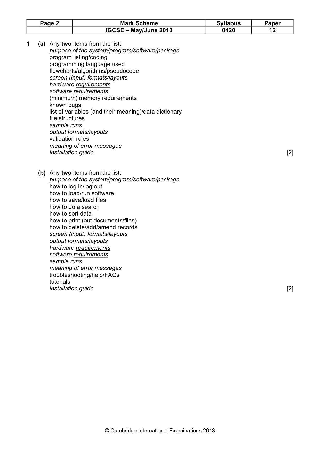 Mark scheme, page 2 of 17