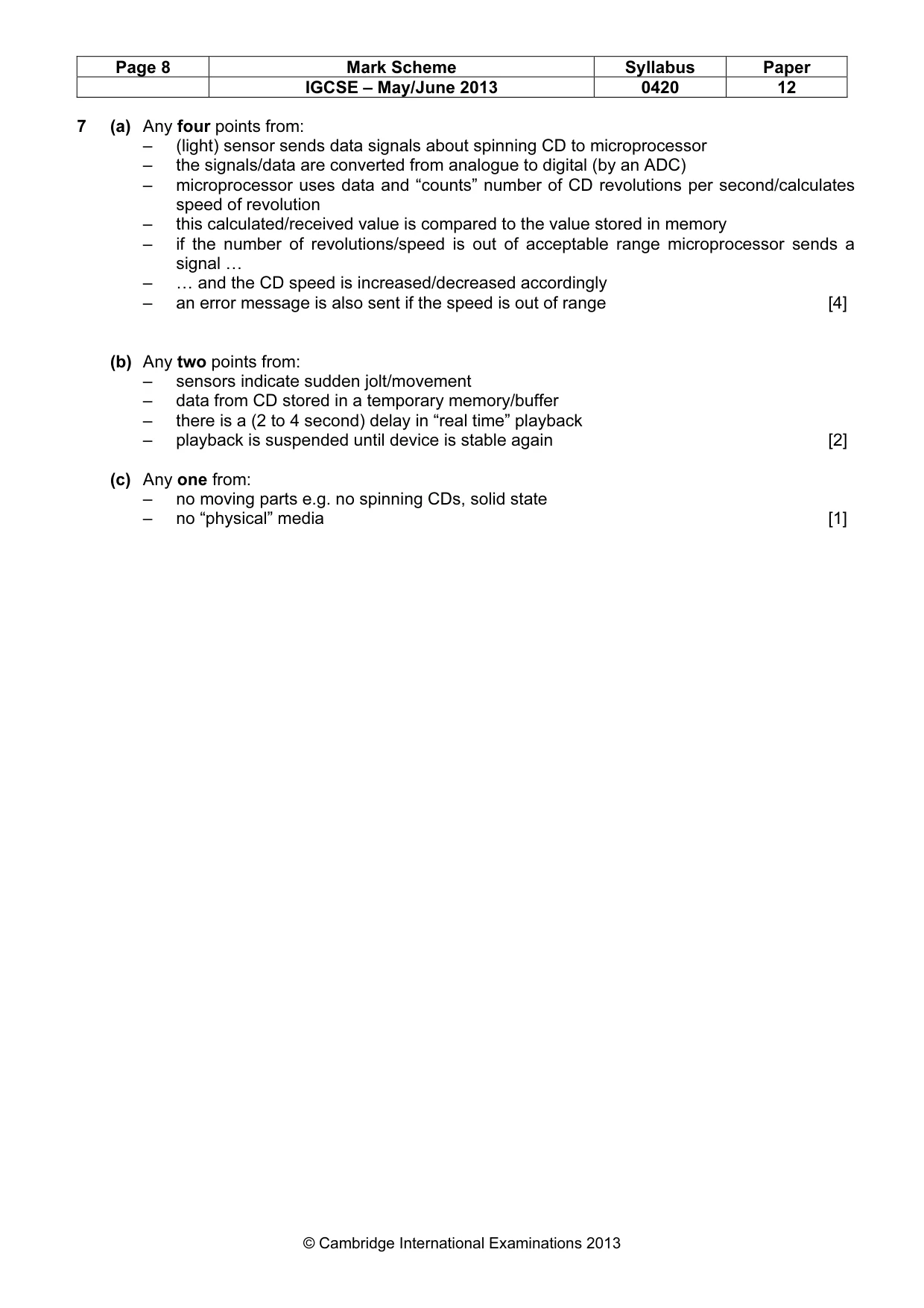 Mark scheme, page 8 of 17