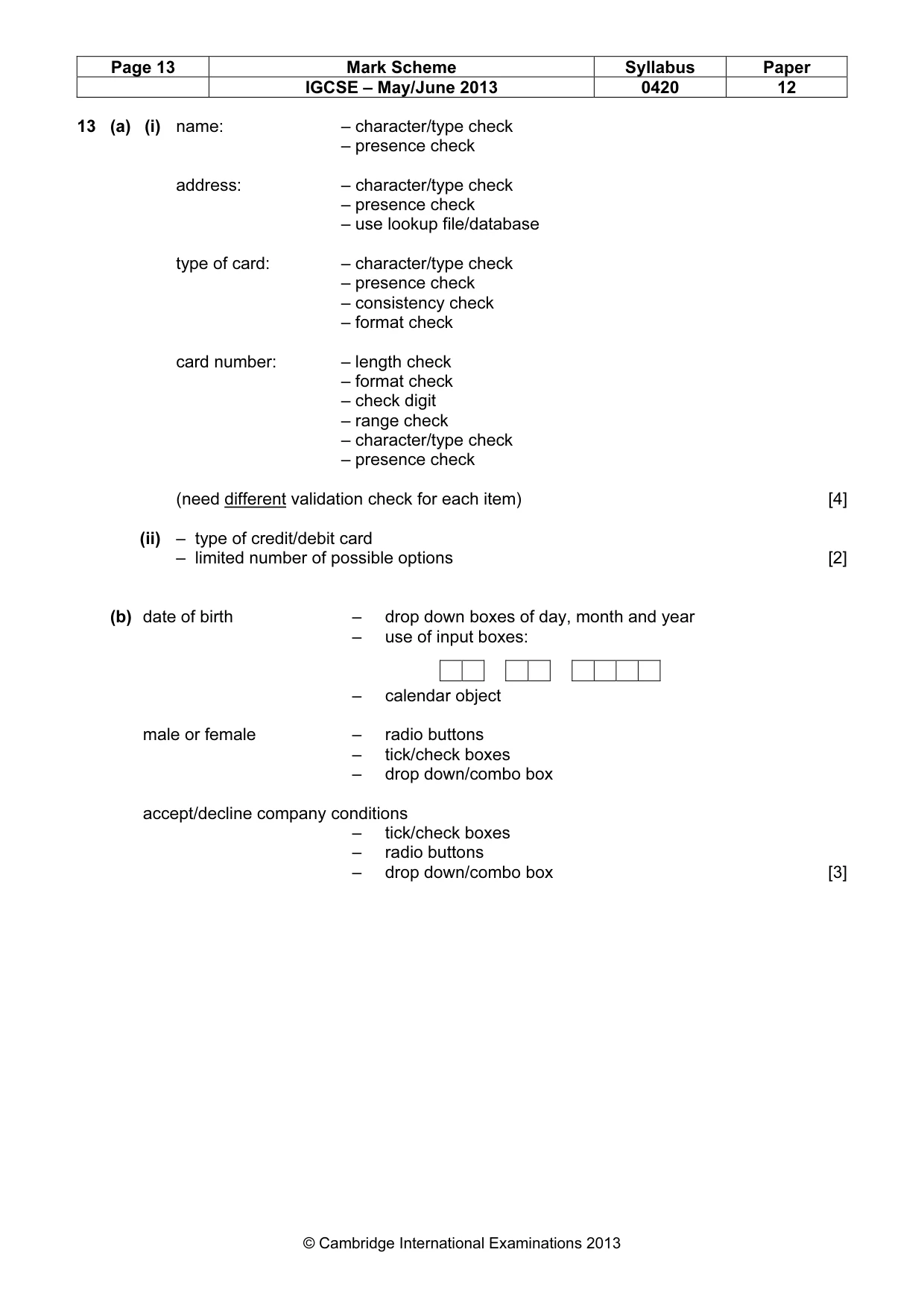 Mark scheme, page 13 of 17