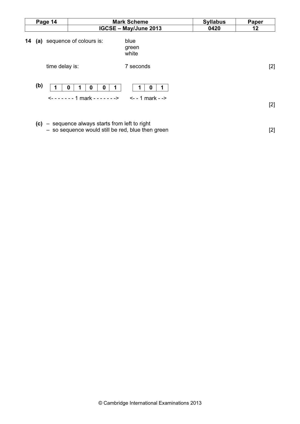 Mark scheme, page 14 of 17