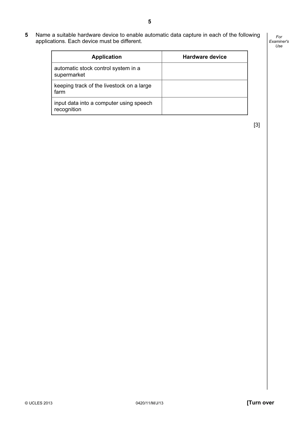 Cambridge IGCSE Computer Studies 0420 2013 May/June Paper 1 · Variant 1 question paper, page 5 of 20