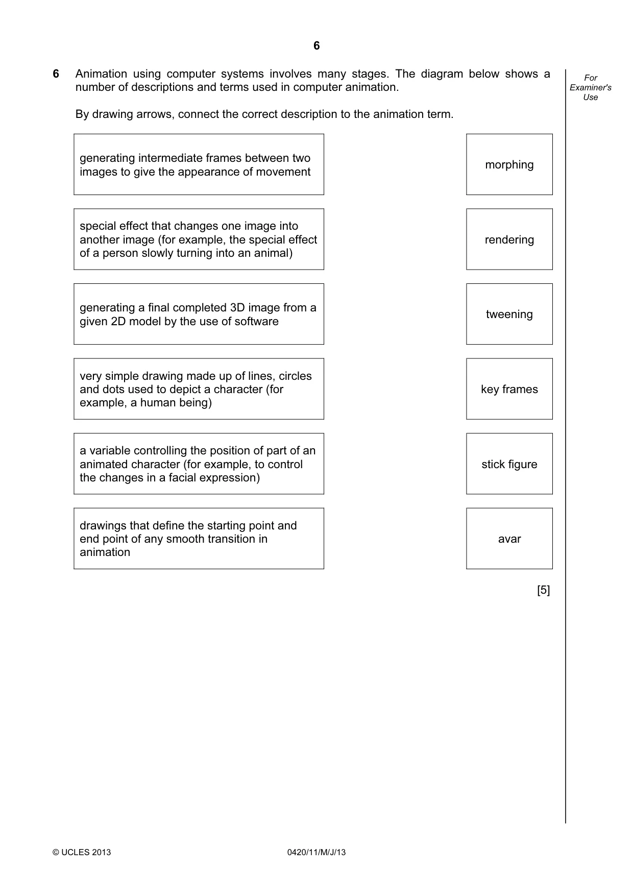 Cambridge IGCSE Computer Studies 0420 2013 May/June Paper 1 · Variant 1 question paper, page 6 of 20
