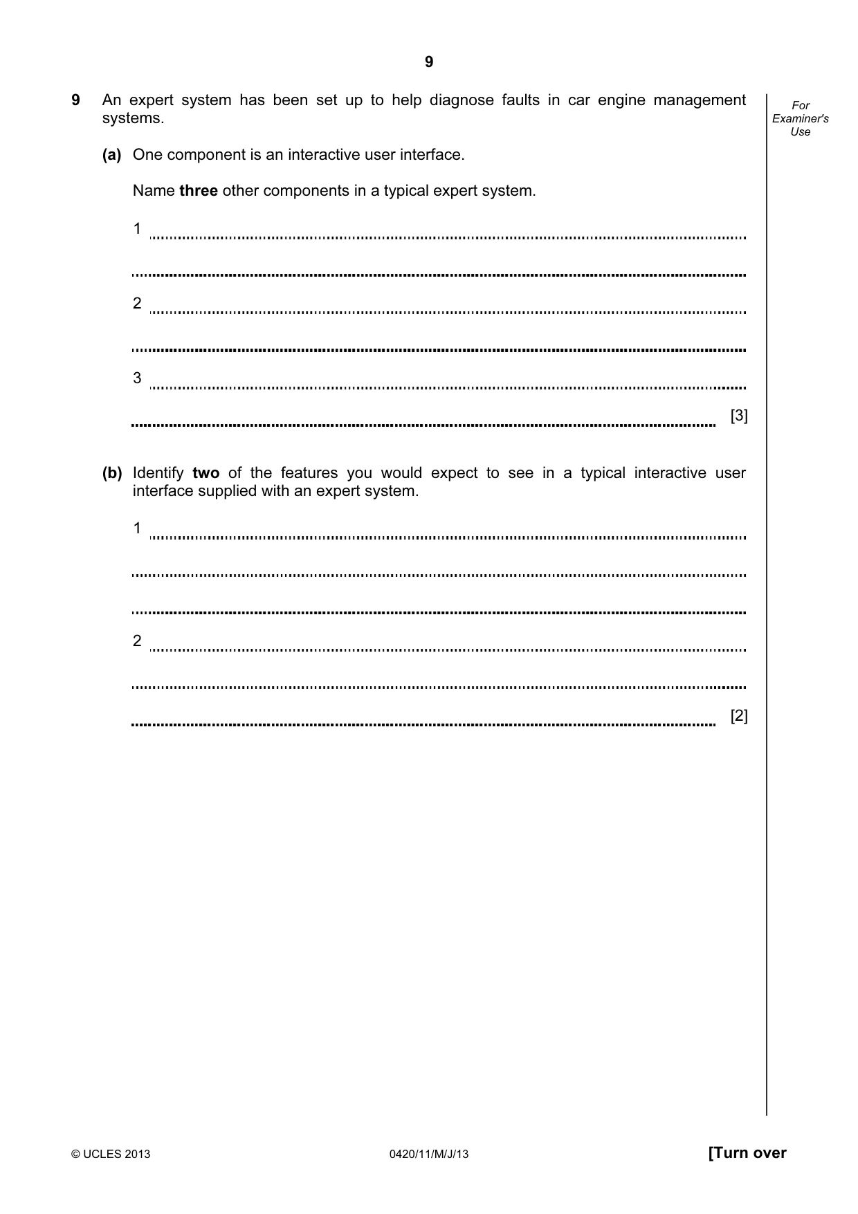 Cambridge IGCSE Computer Studies 0420 2013 May/June Paper 1 · Variant 1 question paper, page 9 of 20