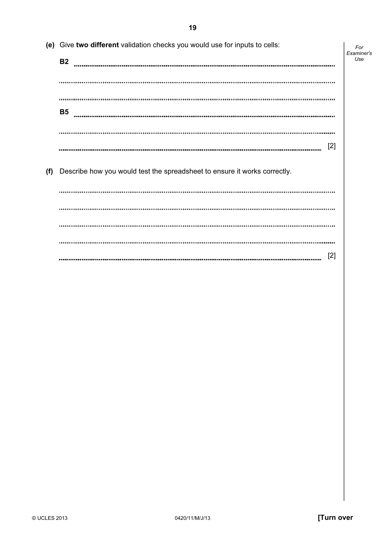 Cambridge IGCSE Computer Studies 0420 2013 May/June Paper 1 · Variant 1 question paper, page 19 of 20