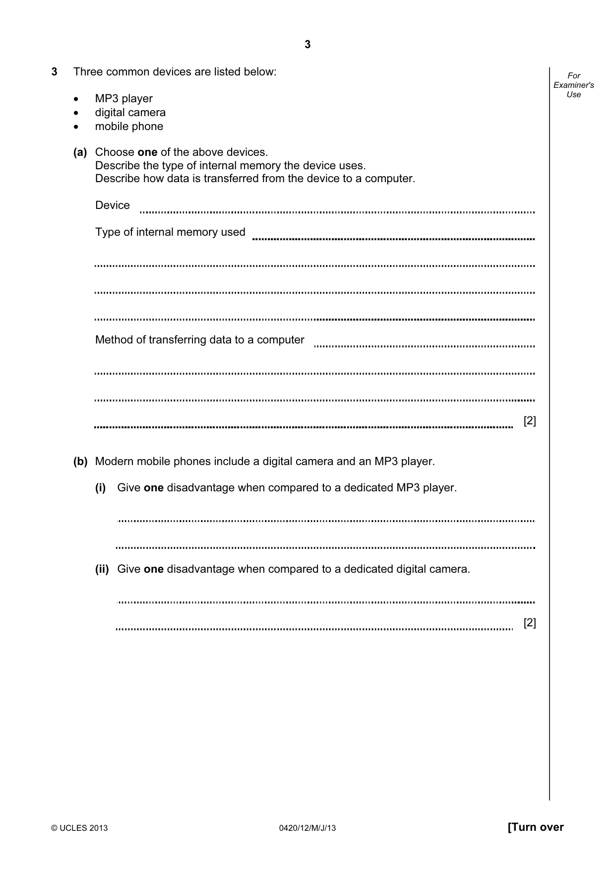Cambridge IGCSE Computer Studies 0420 2013 May/June Paper 1 · Variant 2 question paper, page 3 of 20