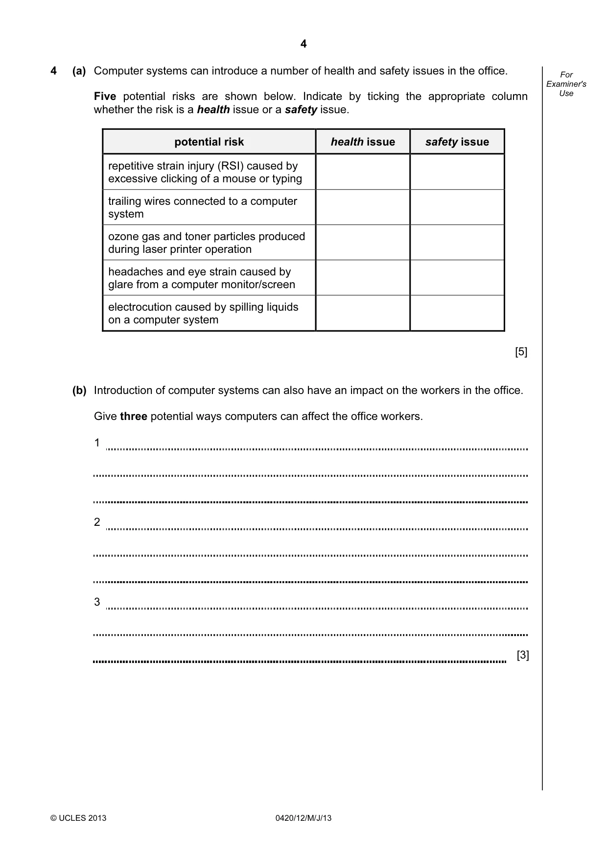 Cambridge IGCSE Computer Studies 0420 2013 May/June Paper 1 · Variant 2 question paper, page 4 of 20