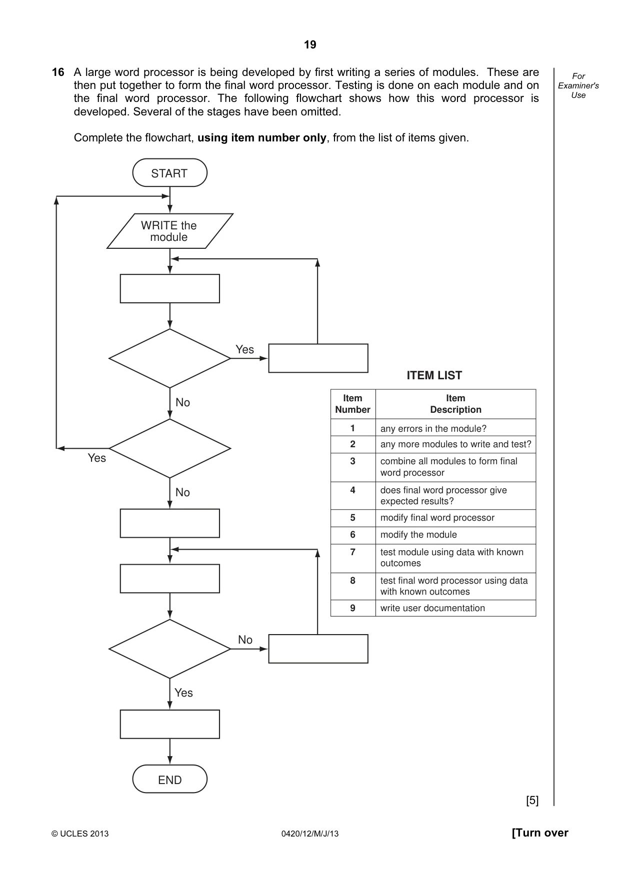 Cambridge IGCSE Computer Studies 0420 2013 May/June Paper 1 · Variant 2 question paper, page 19 of 20