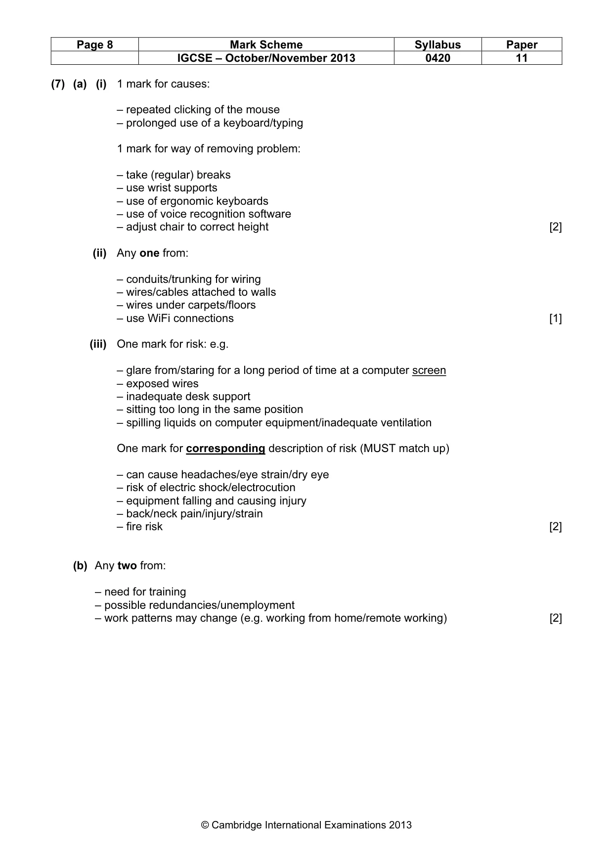 Mark scheme, page 8 of 16