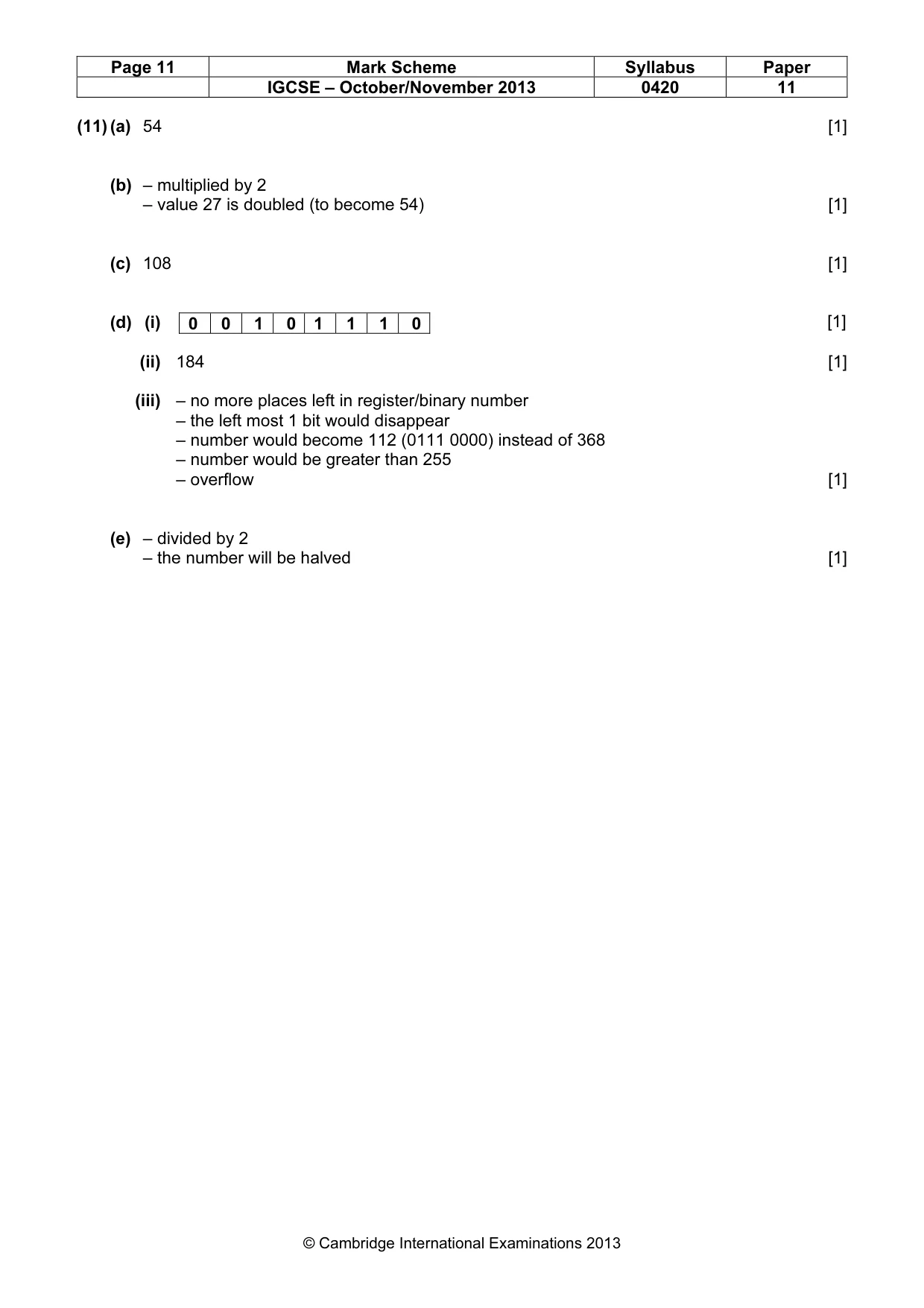 Mark scheme, page 11 of 16