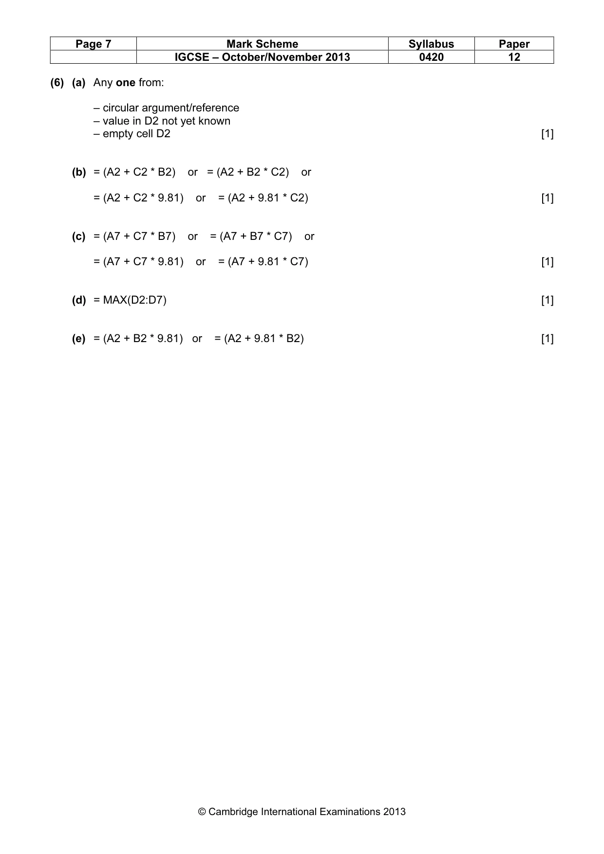 Mark scheme, page 7 of 16
