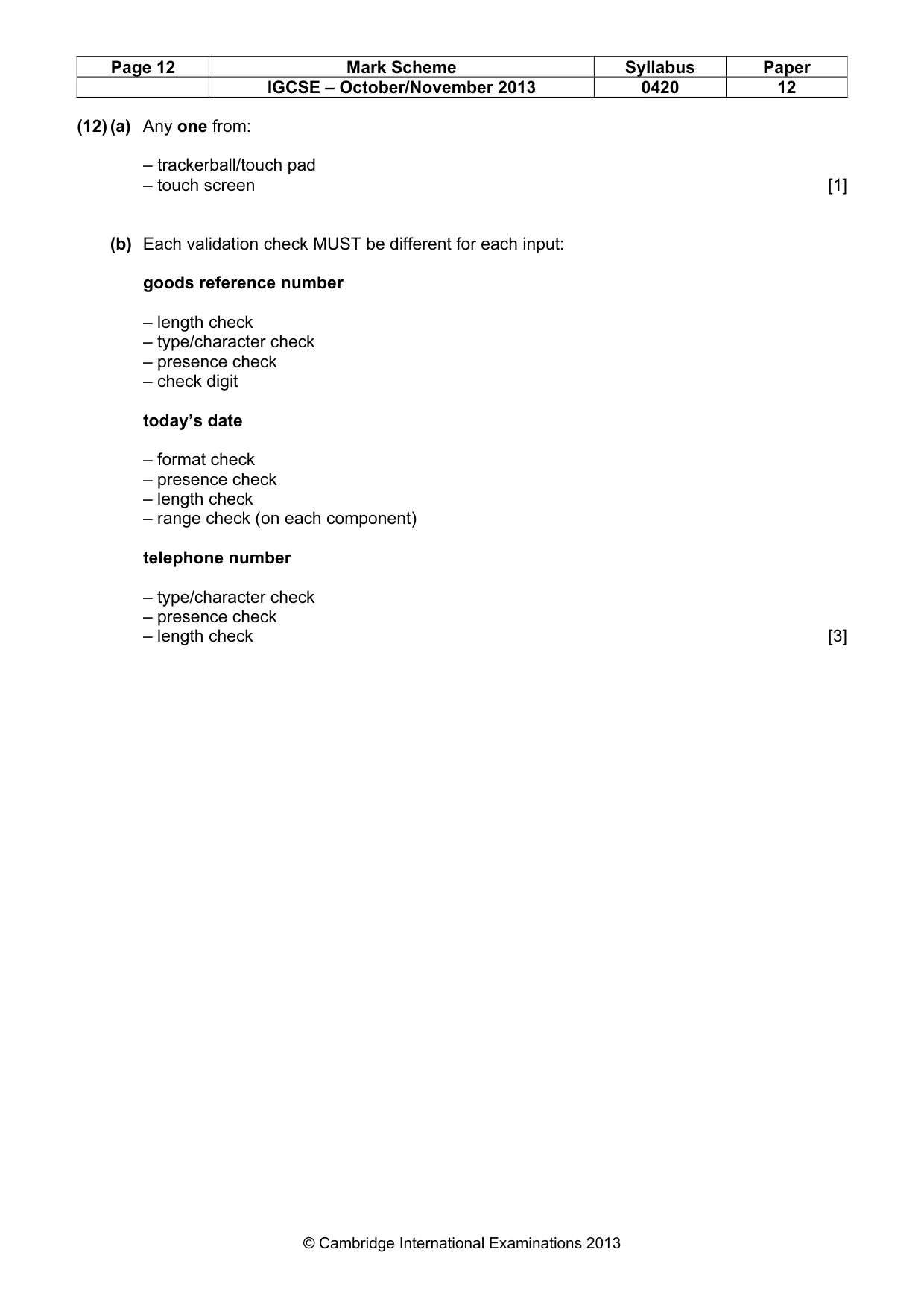 Mark scheme, page 12 of 16