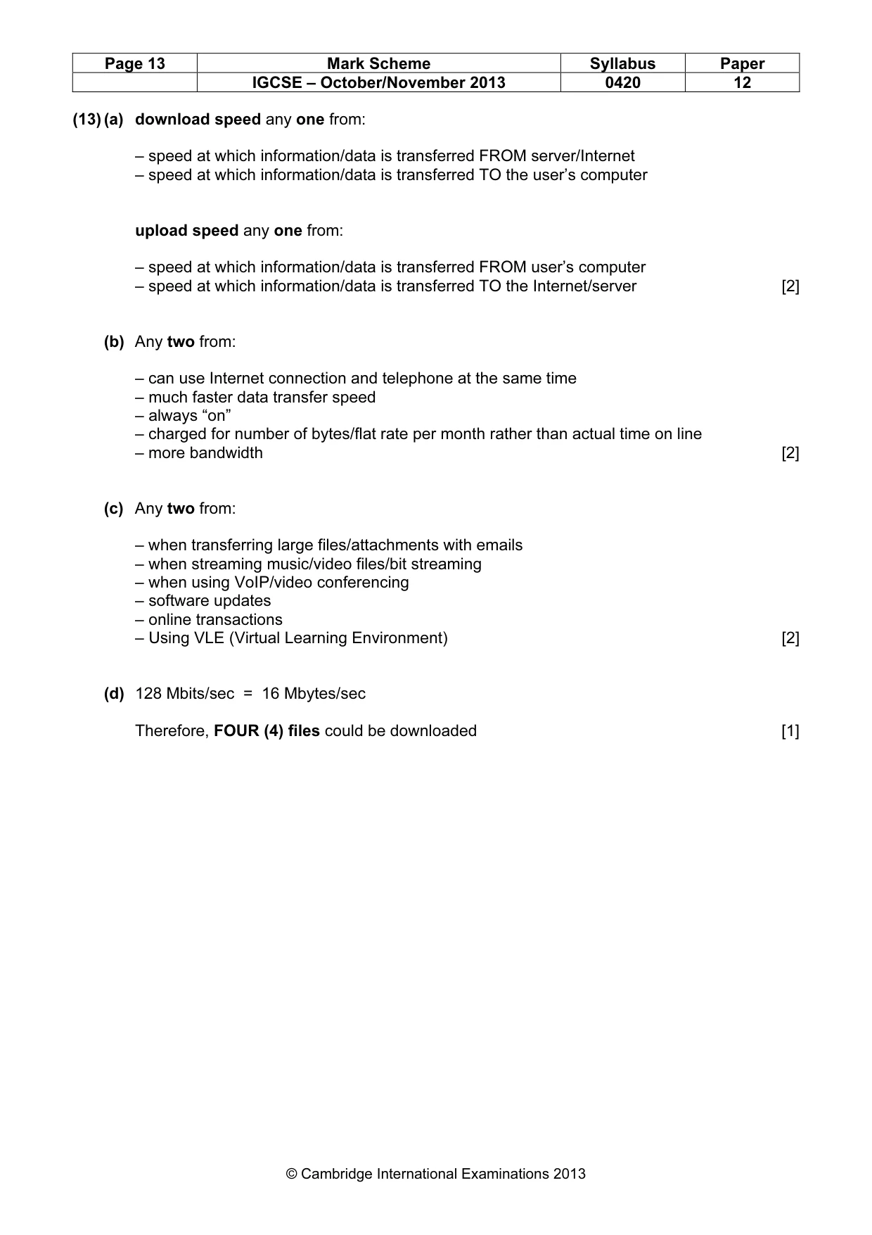 Mark scheme, page 13 of 16