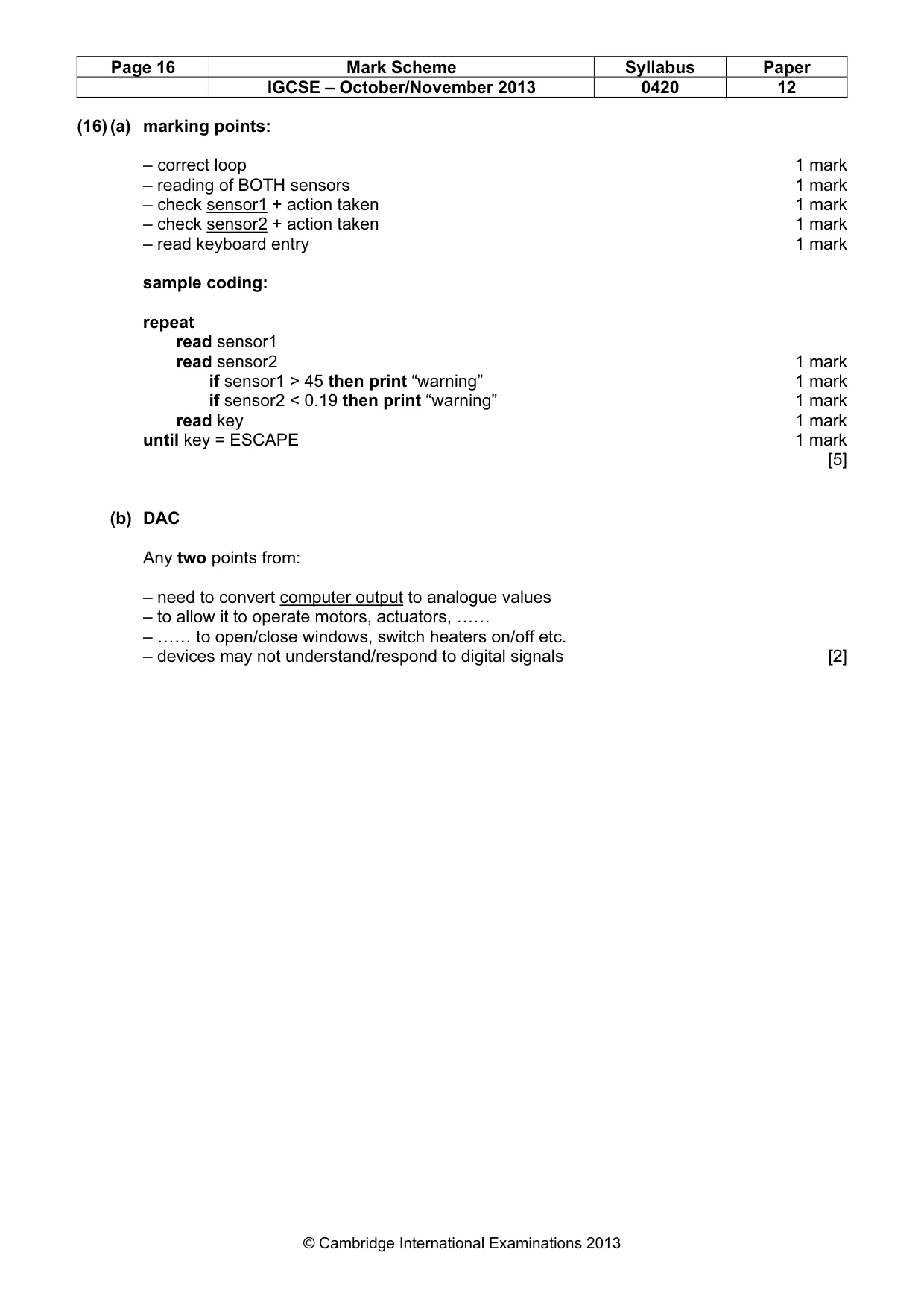 Mark scheme, page 16 of 16