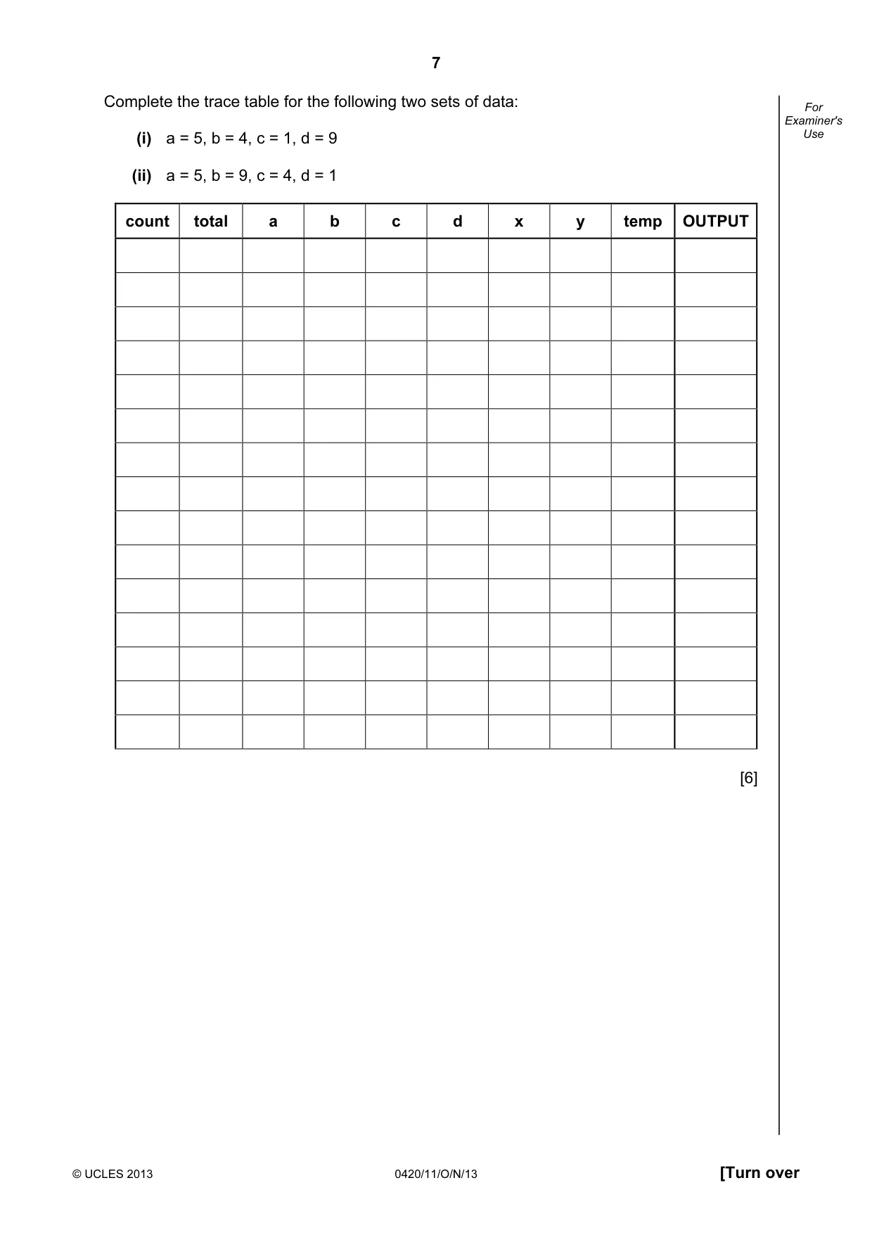 Cambridge IGCSE Computer Studies 0420 2013 Oct/Nov Paper 1 · Variant 1 question paper, page 7 of 20