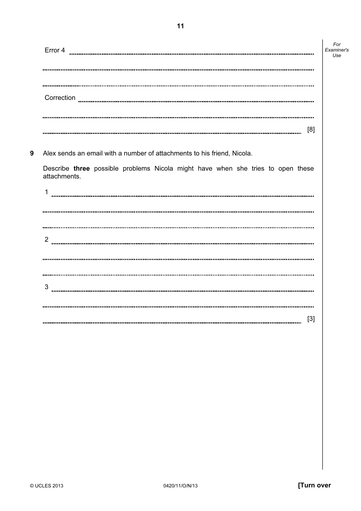 Cambridge IGCSE Computer Studies 0420 2013 Oct/Nov Paper 1 · Variant 1 question paper, page 11 of 20