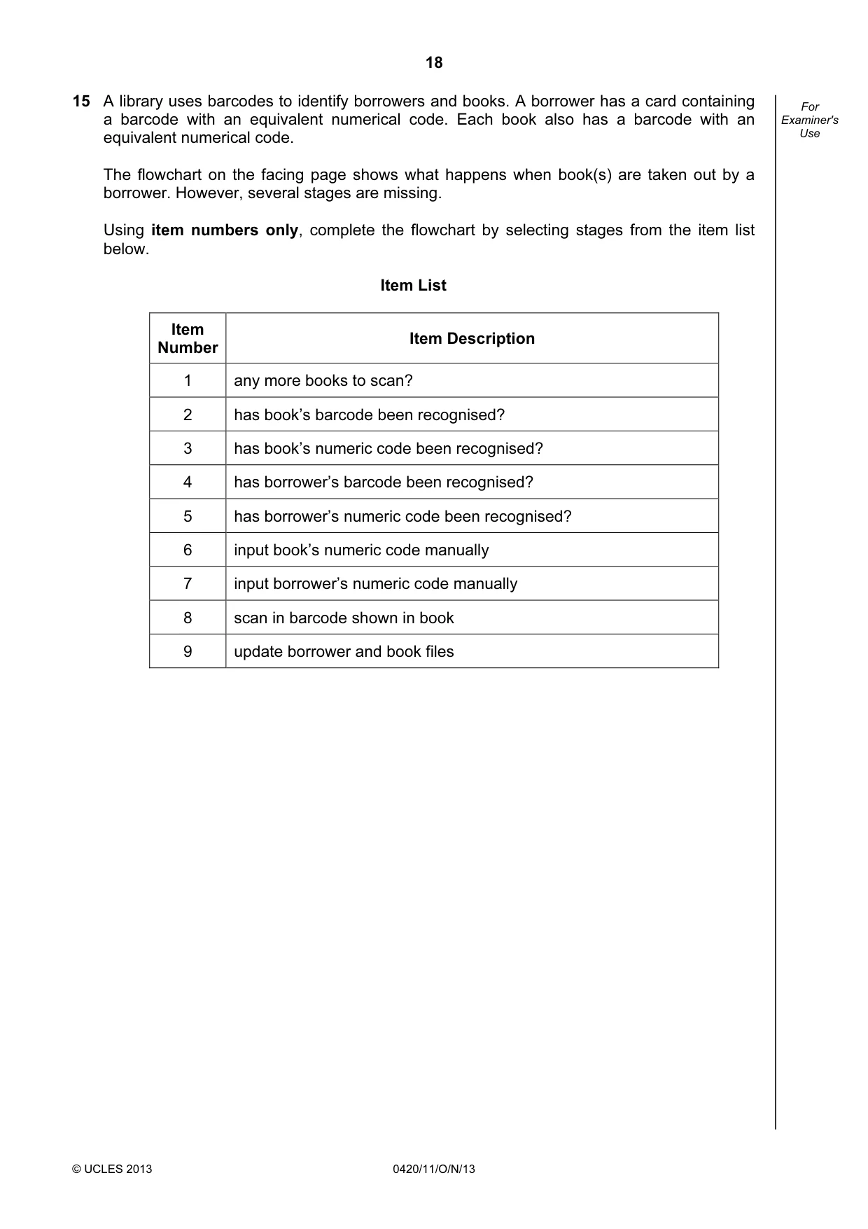Cambridge IGCSE Computer Studies 0420 2013 Oct/Nov Paper 1 · Variant 1 question paper, page 18 of 20
