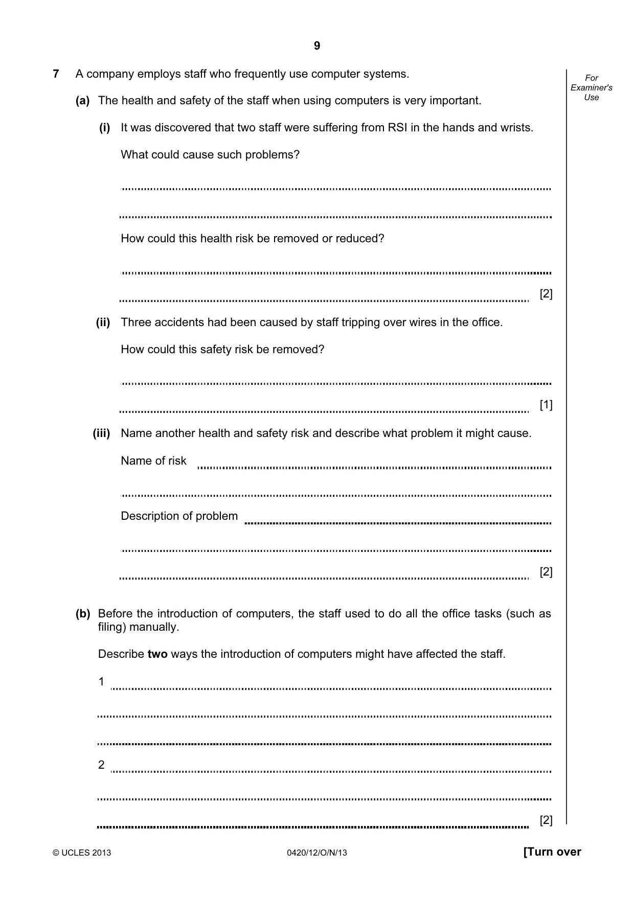 Cambridge IGCSE Computer Studies 0420 2013 Oct/Nov Paper 1 · Variant 2 question paper, page 9 of 20