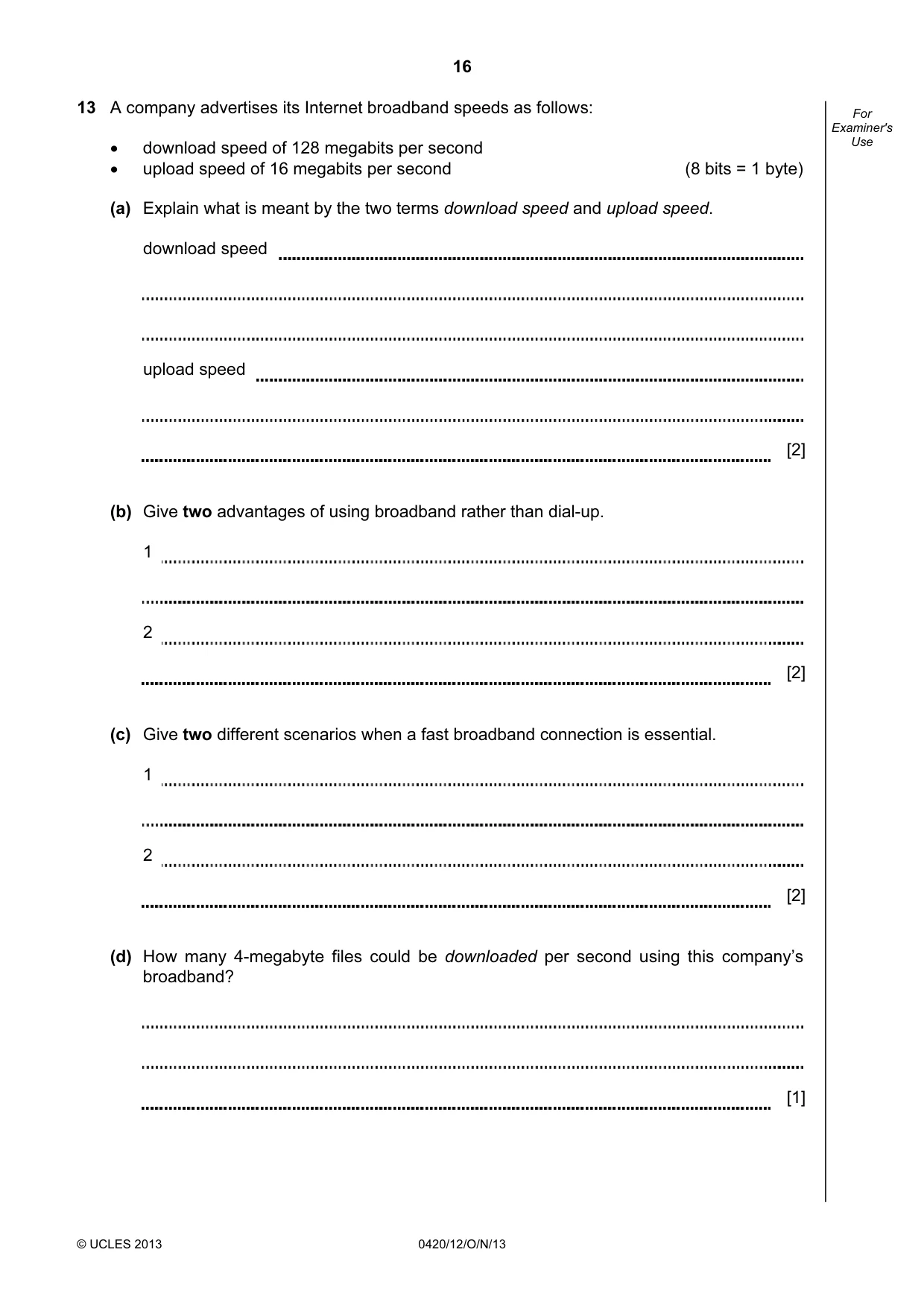 Cambridge IGCSE Computer Studies 0420 2013 Oct/Nov Paper 1 · Variant 2 question paper, page 16 of 20