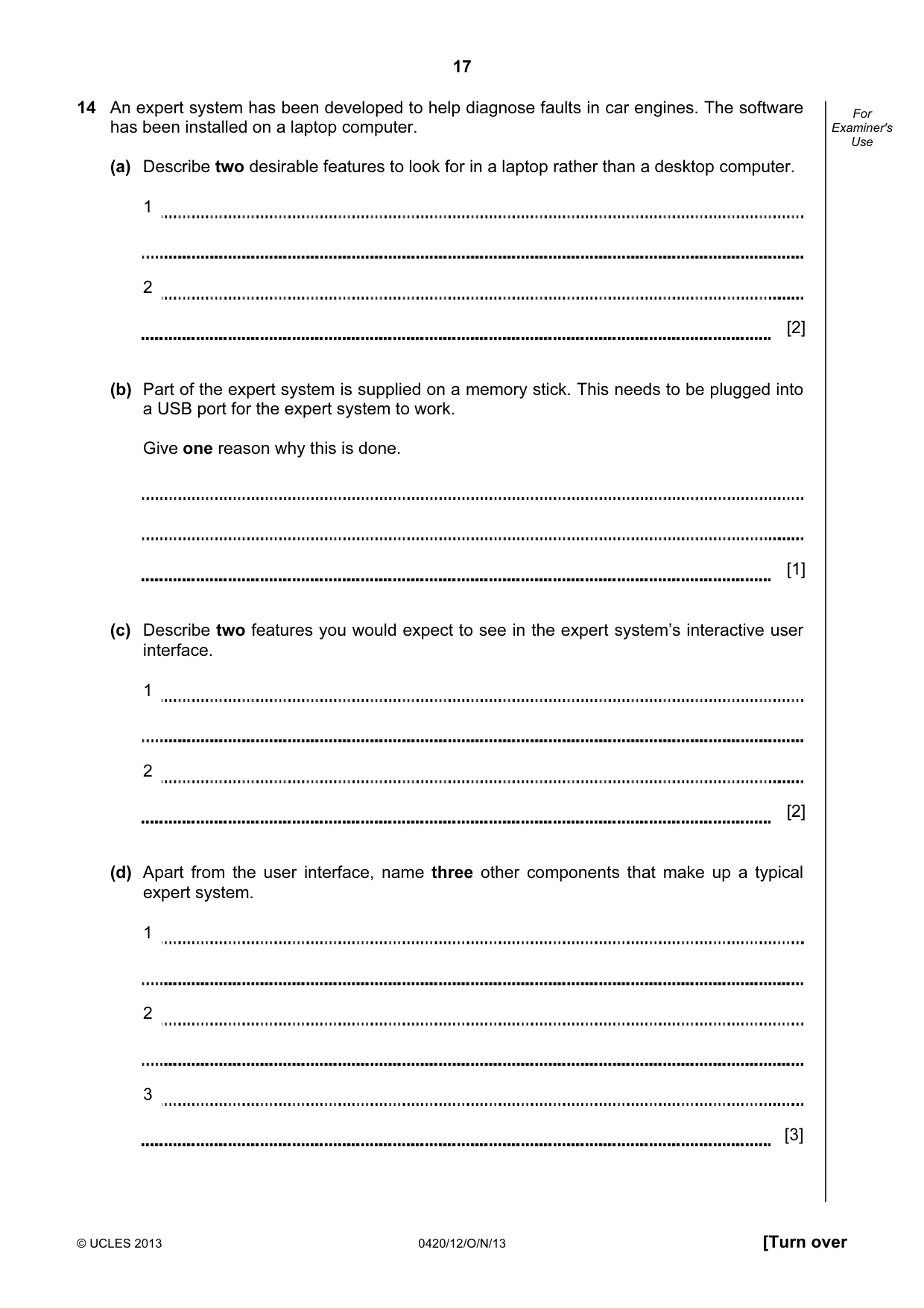 Cambridge IGCSE Computer Studies 0420 2013 Oct/Nov Paper 1 · Variant 2 question paper, page 17 of 20